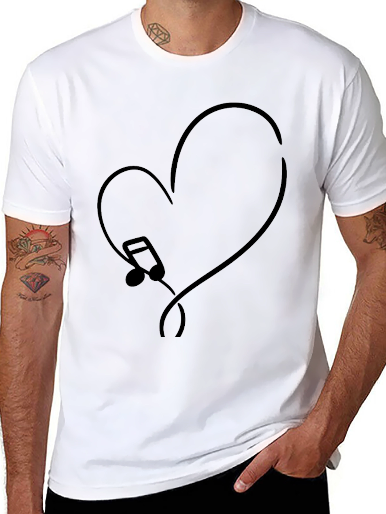Heart Music Note Graphic T-Shirt