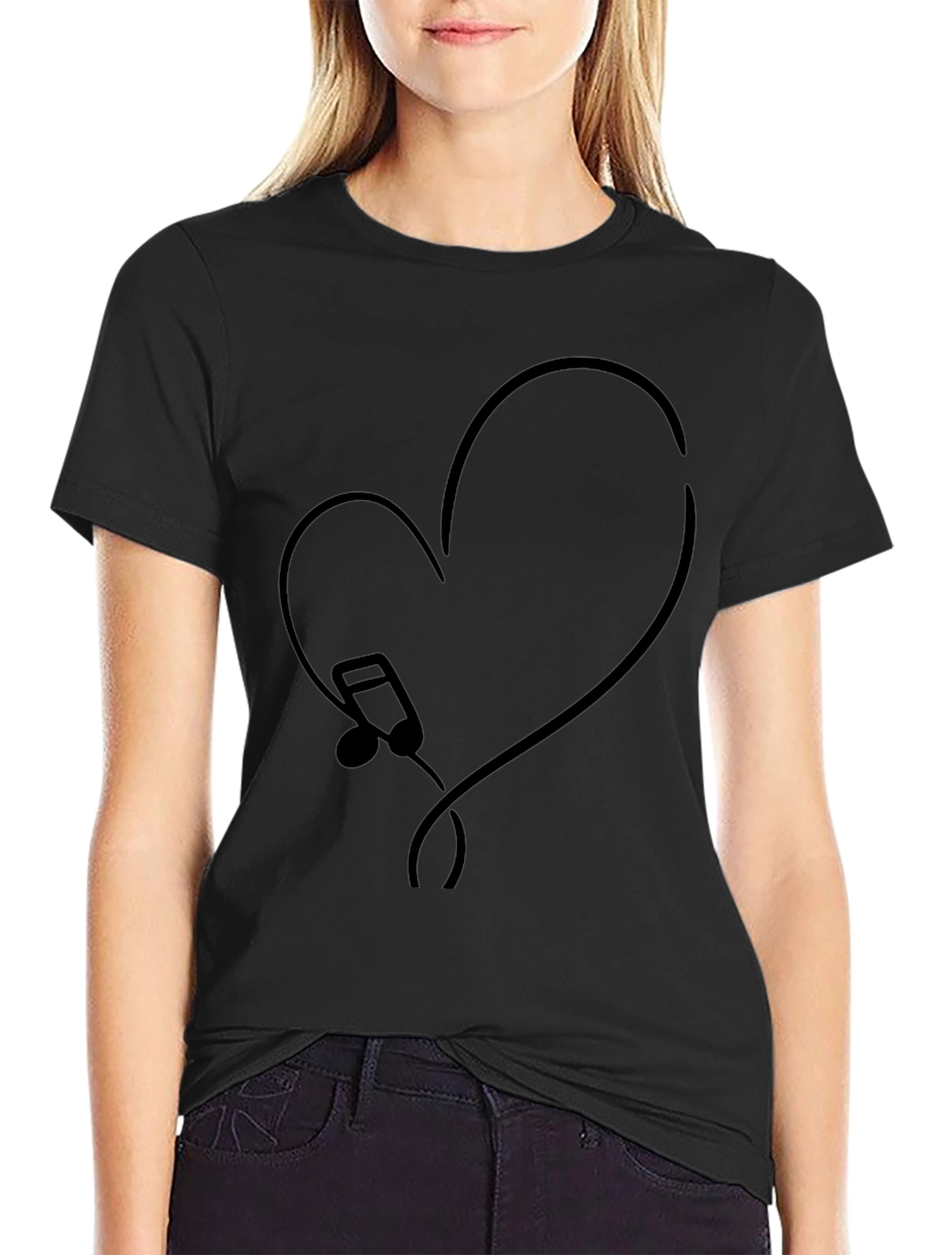 Heart Music Note Graphic T-Shirt