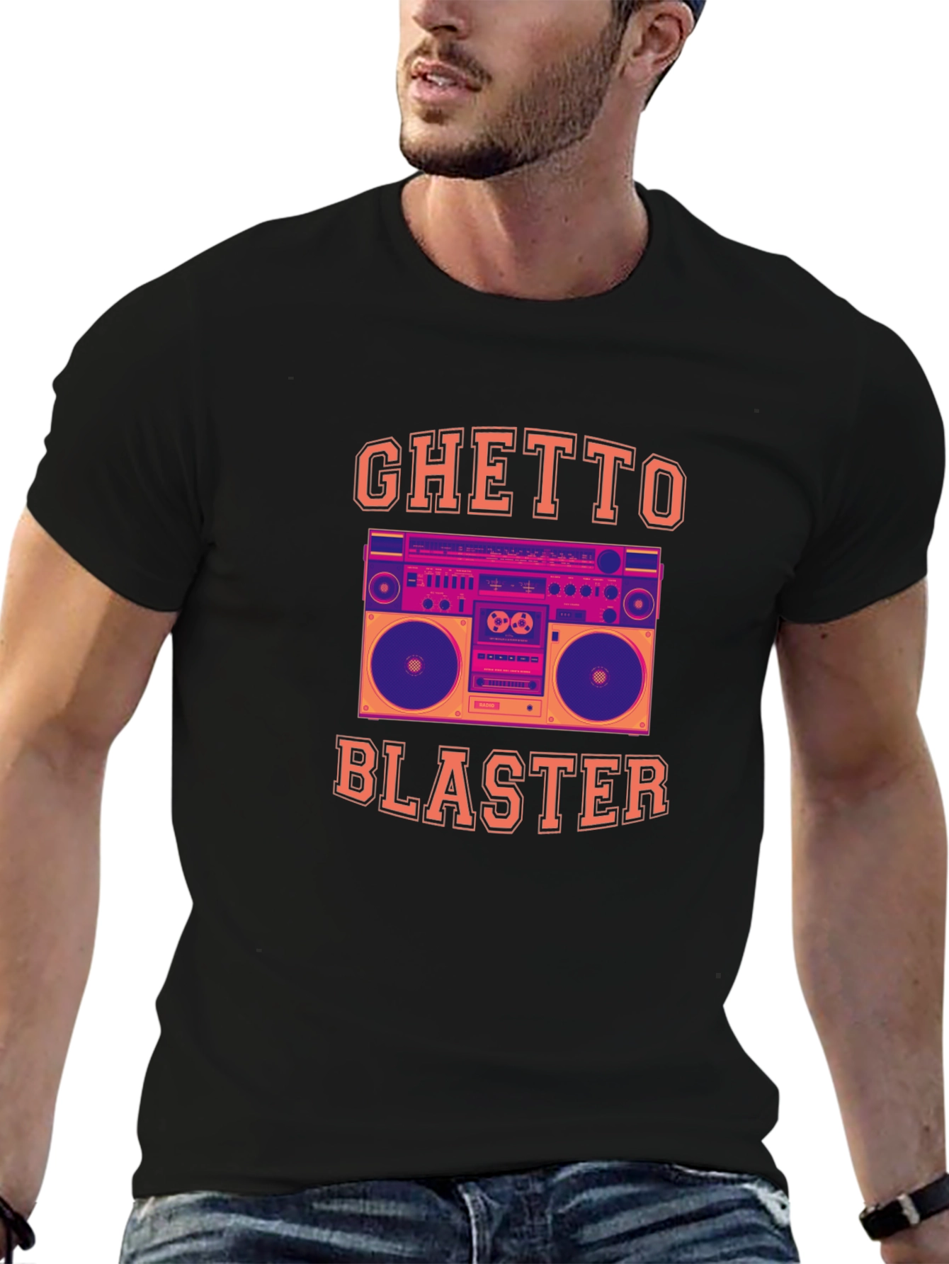 Ghetto Blaster Graphic Tee - Retro Boombox T-Shirt