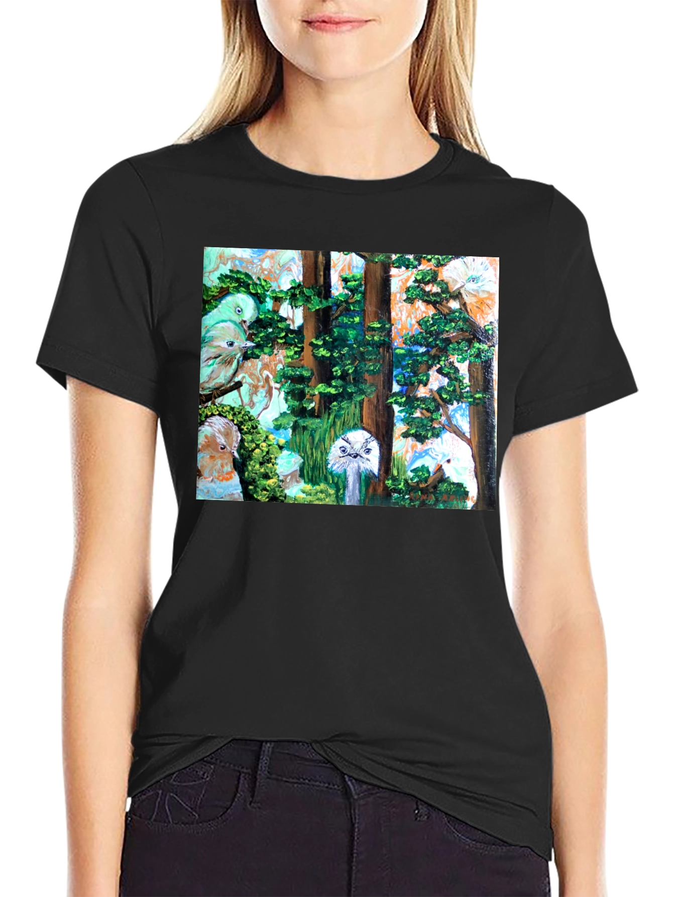 Abstract Bird & Tree Art Graphic Tee