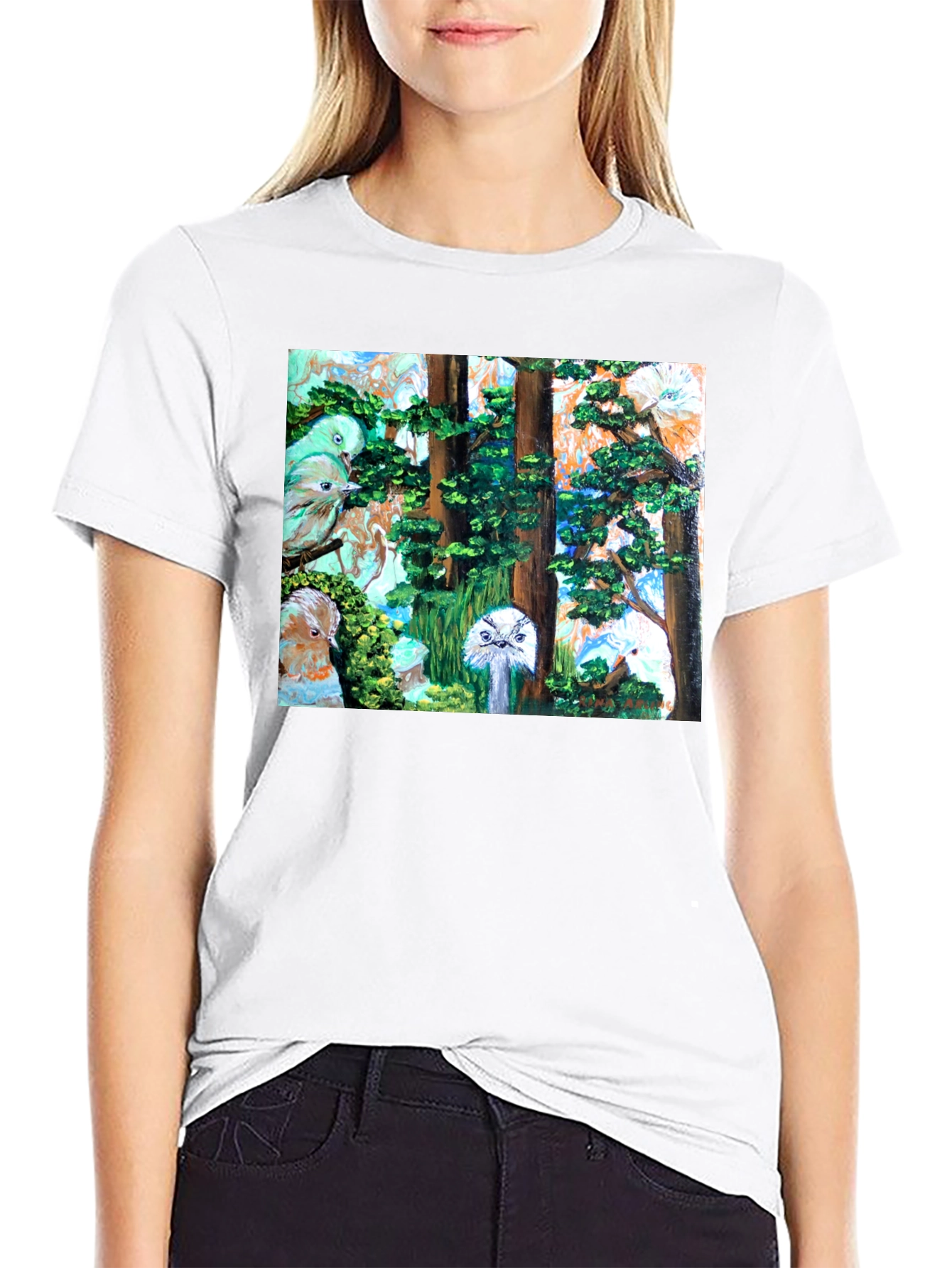 Abstract Bird & Tree Art Graphic Tee