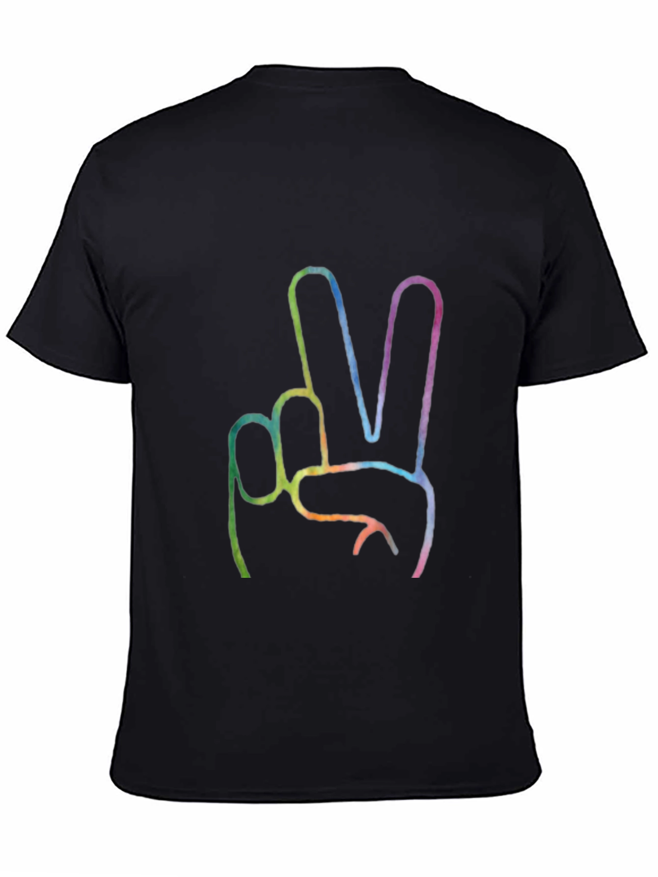 Peace Sign Graphic T-Shirt - Black Crew Neck Tee