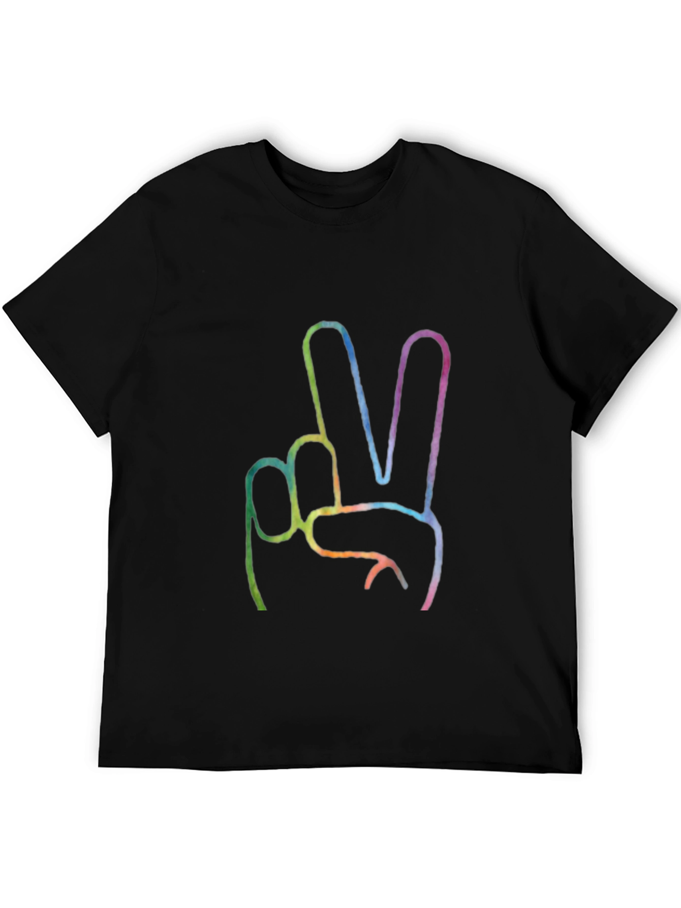 Peace Sign Graphic T-Shirt - Black Crew Neck Tee