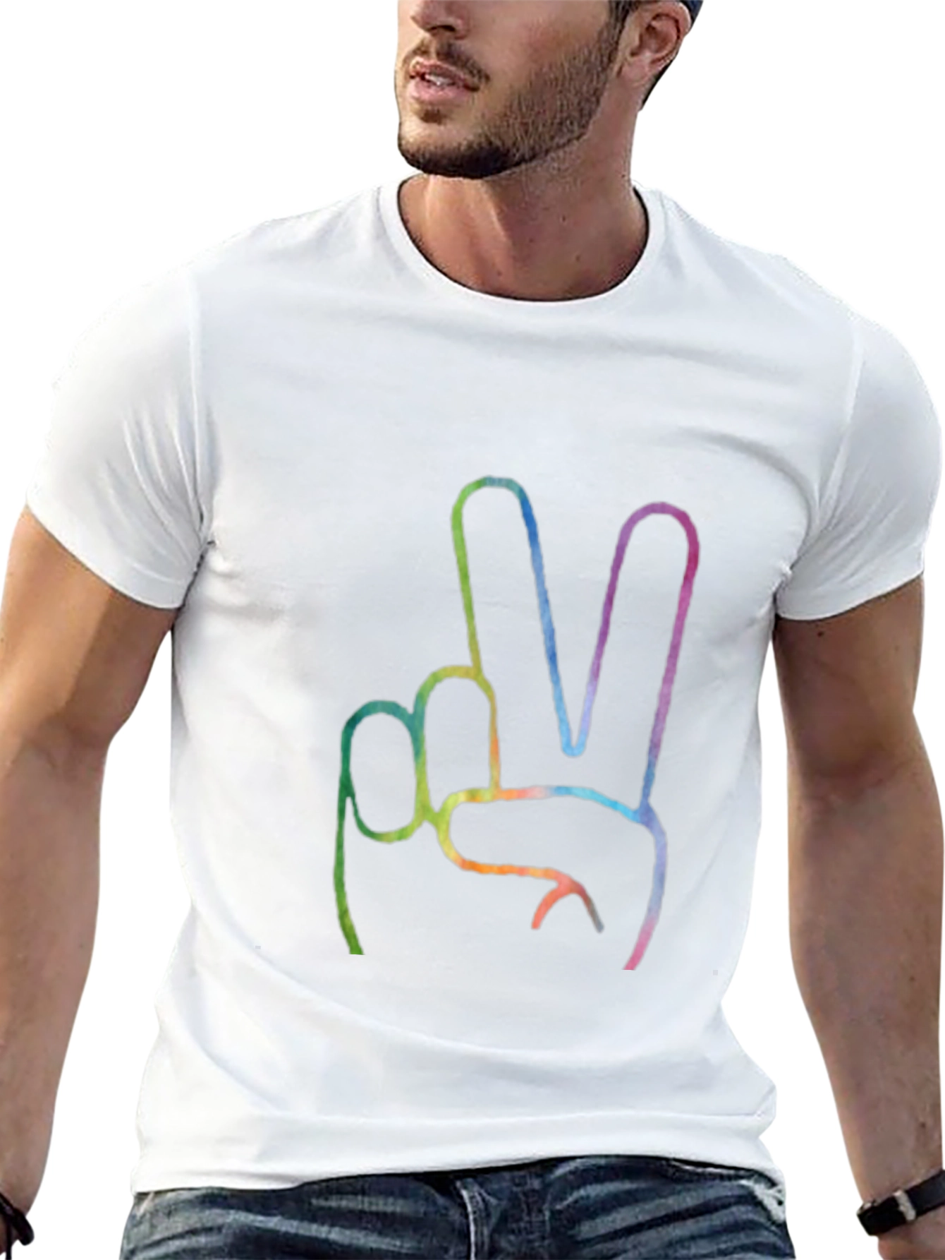 Peace Sign Graphic T-Shirt - Black Crew Neck Tee