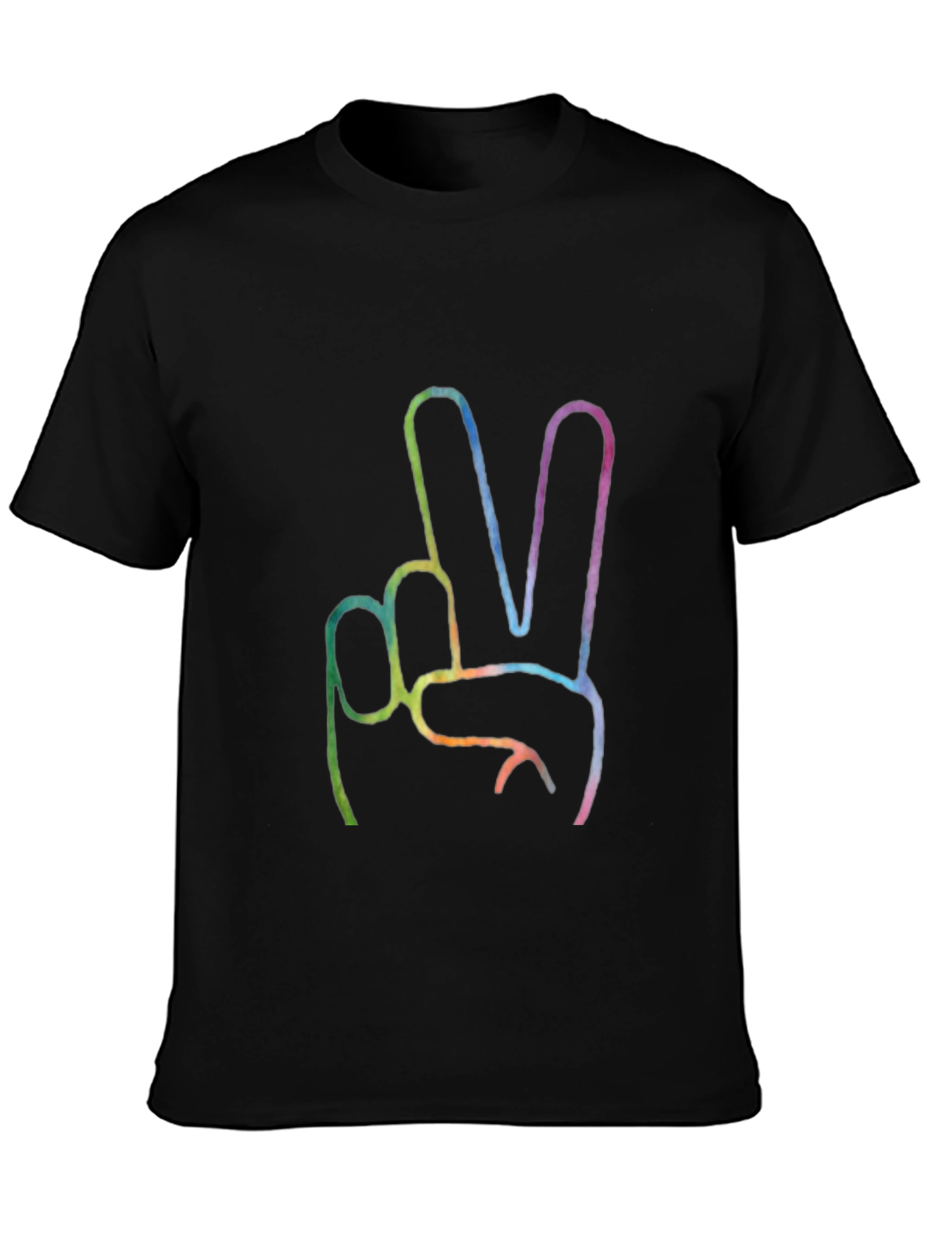 Peace Sign Graphic T-Shirt - Black Crew Neck Tee