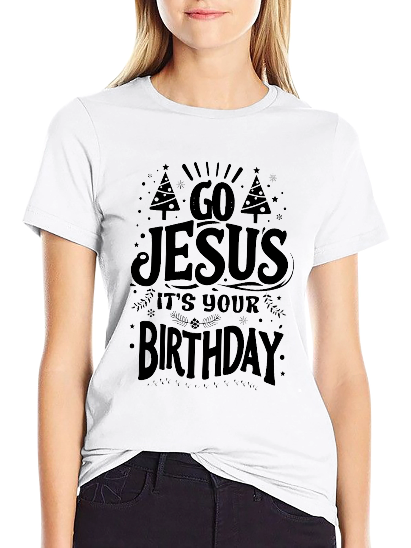 Go Jesus Its Your Birthday Black Graphic Tee