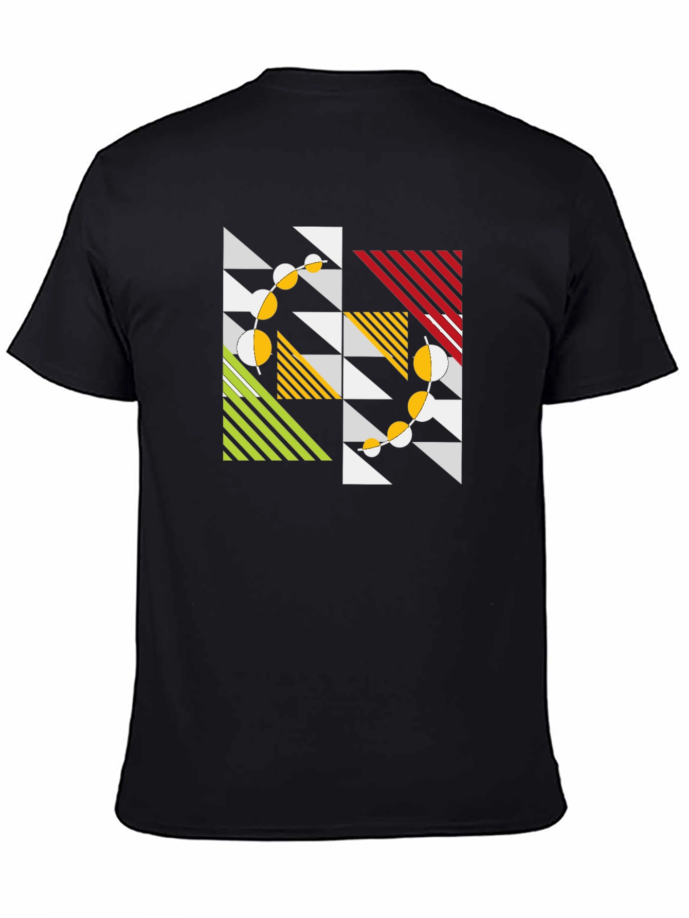 Geometric Pattern Black T-Shirt - Modern Art Style