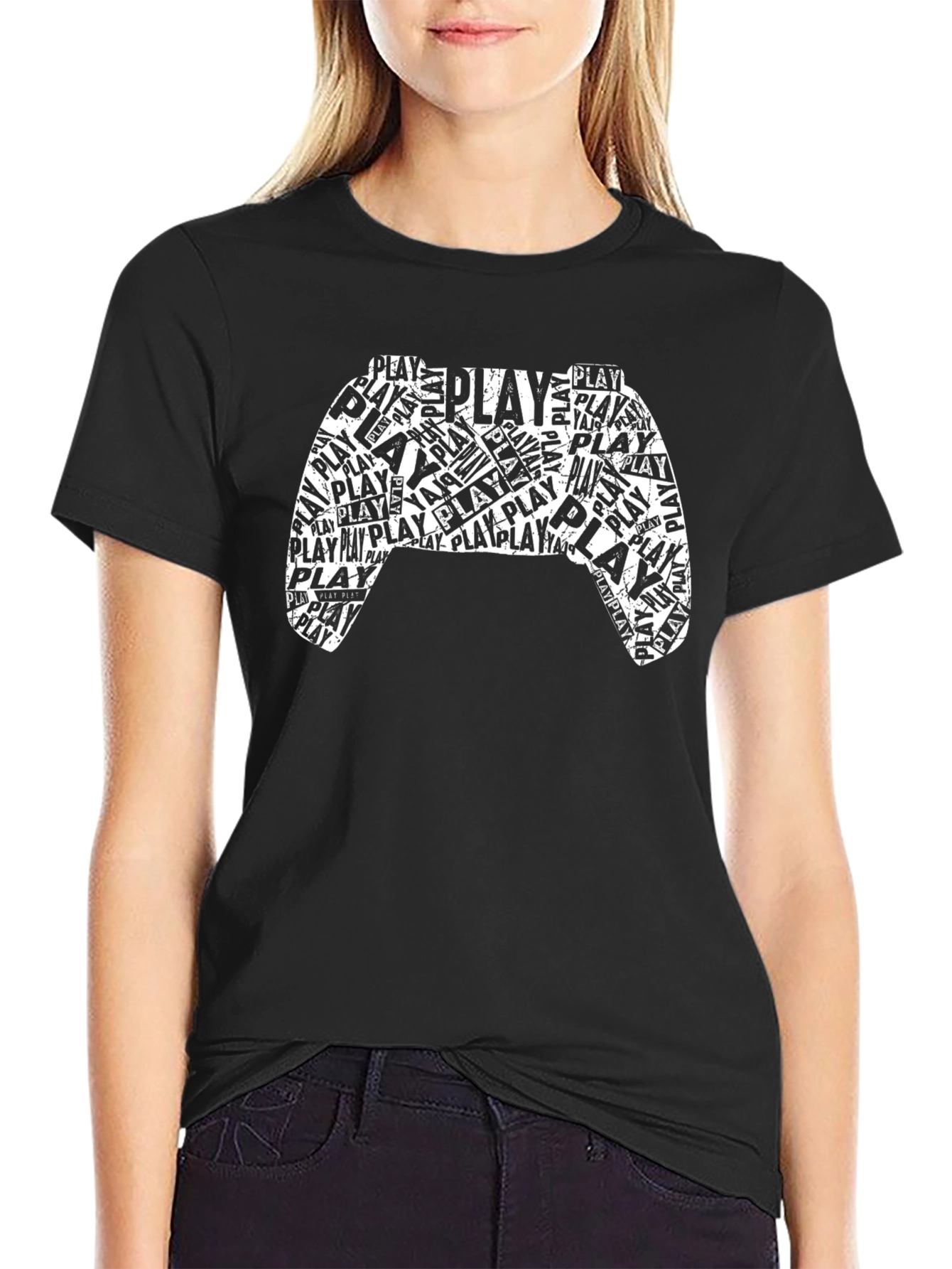 Play Game Controller Graphic Mens Black T-Shirt