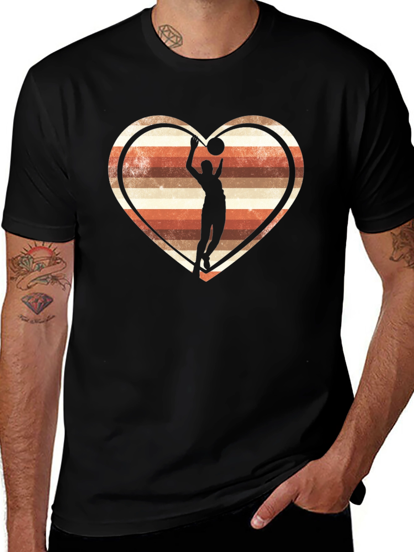Basketball Heart T-Shirt - Retro Design