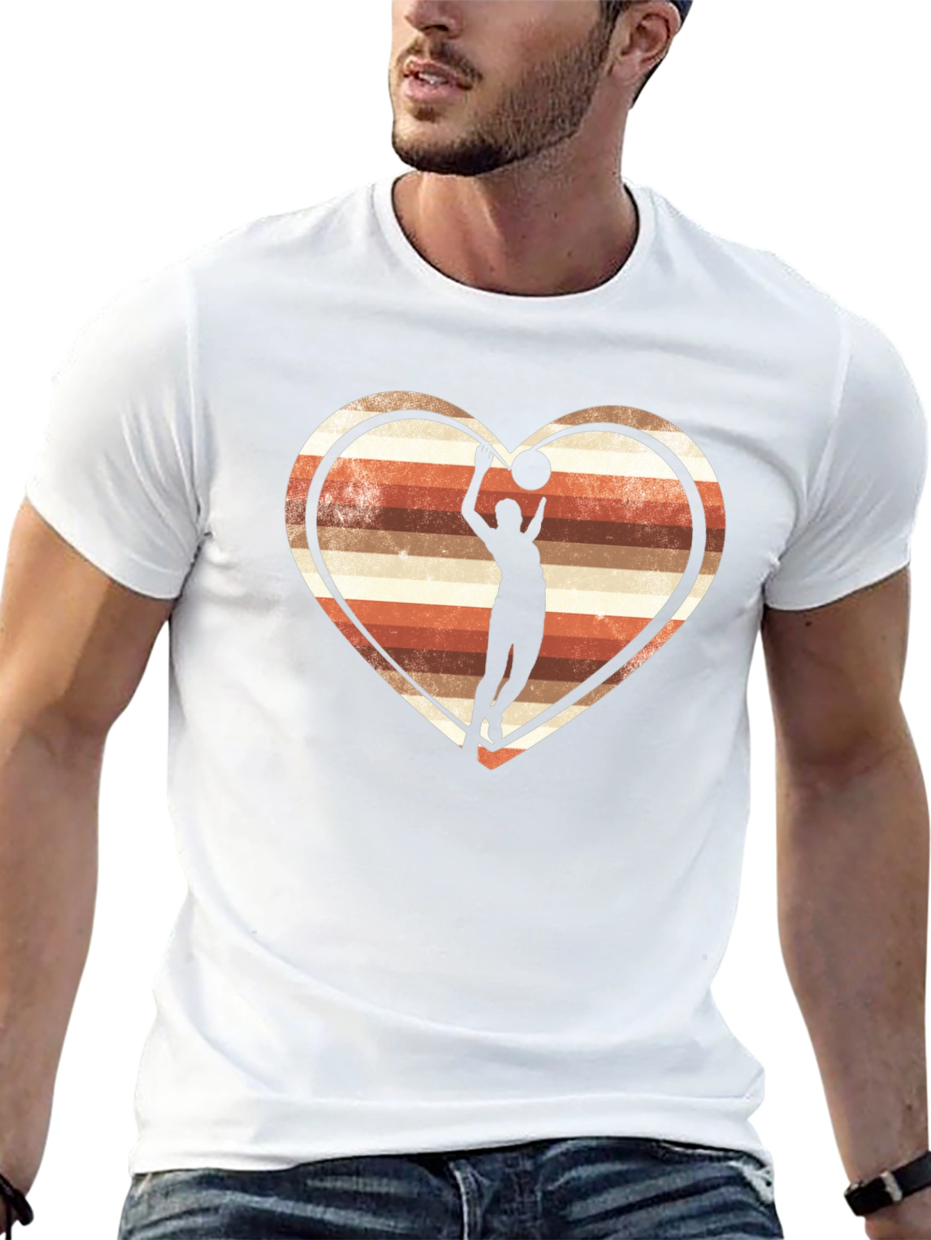 Basketball Heart T-Shirt - Retro Design
