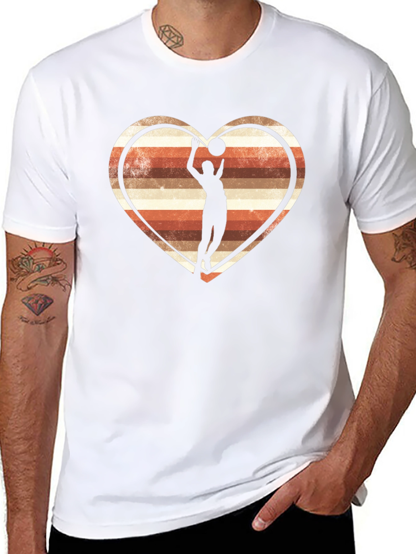Basketball Heart T-Shirt - Retro Design