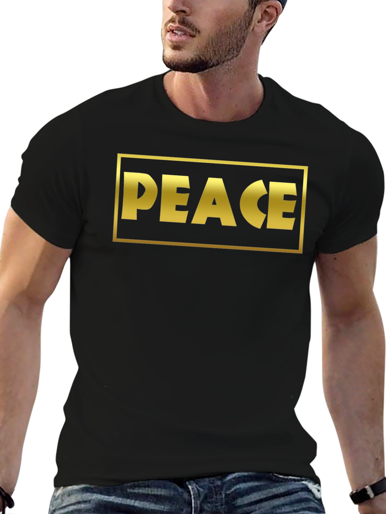 Peace Graphic Tee - Bold Gold Design
