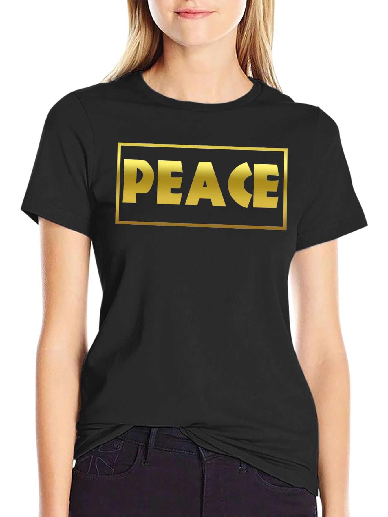 Peace Graphic Tee - Bold Gold Design