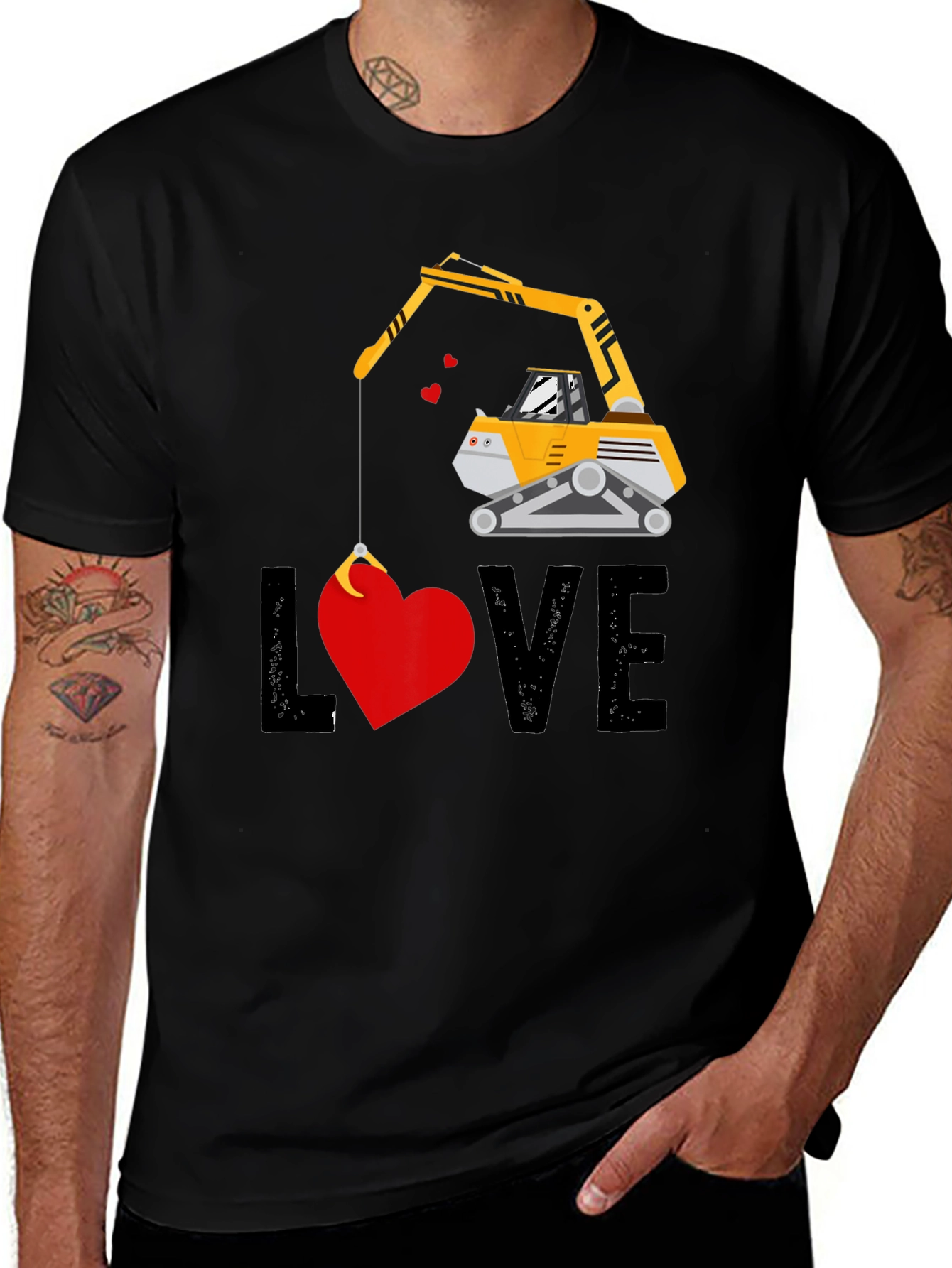 Excavator Love T-Shirt - Valentines Day Gift