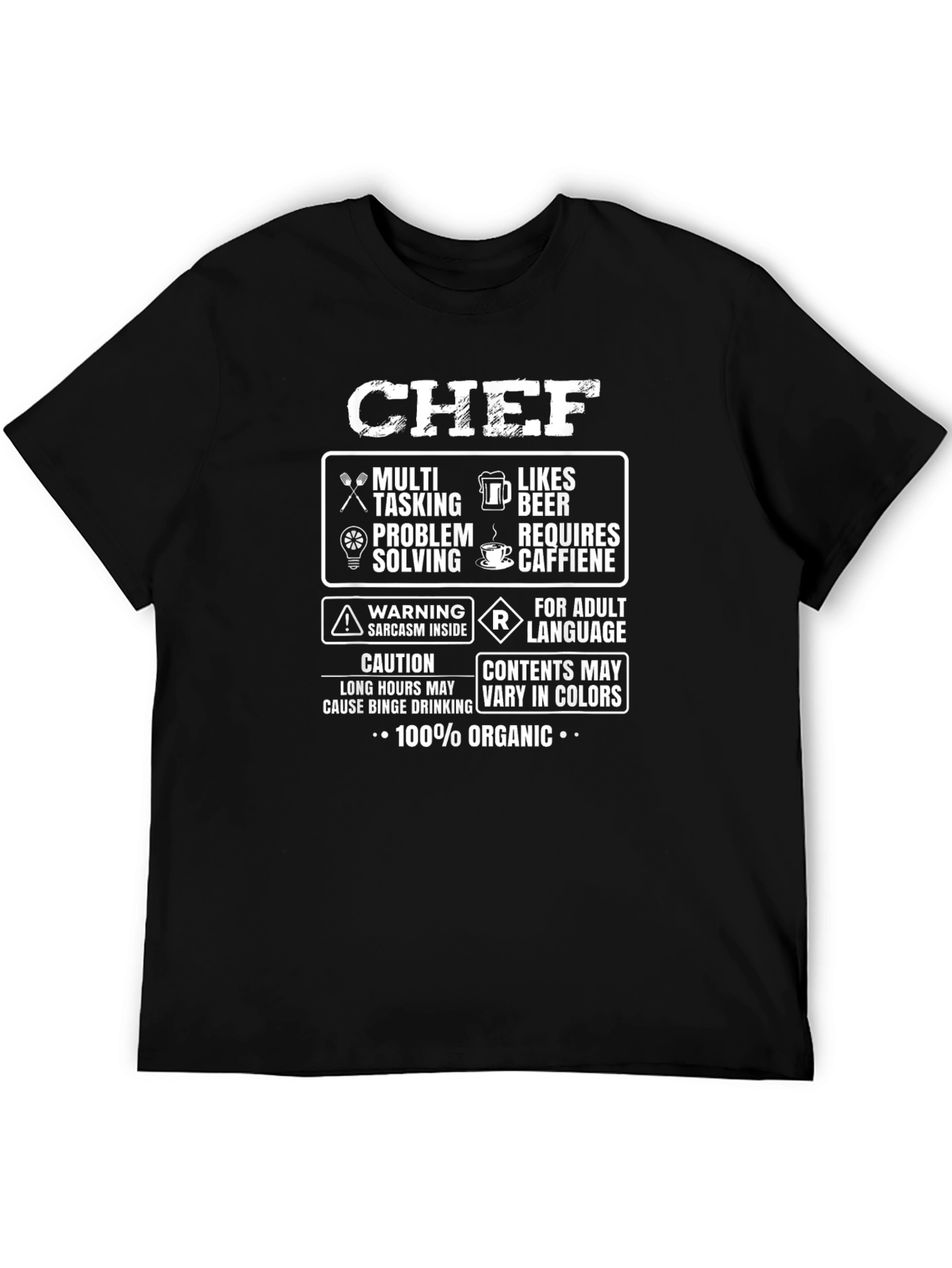 Chef Funny T-Shirt 100% Organic