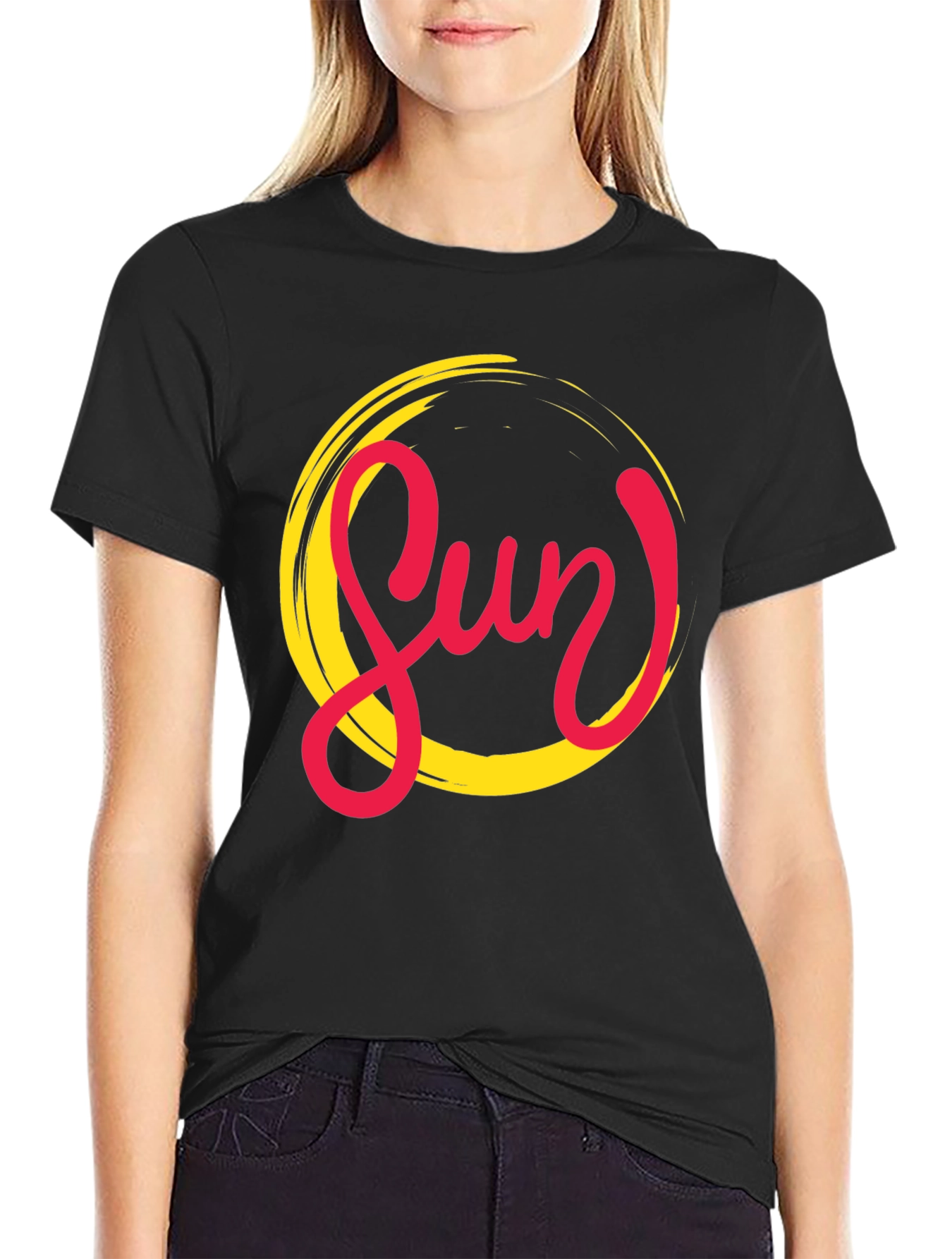 Stylish Sun Graphic Black T-Shirt for Men