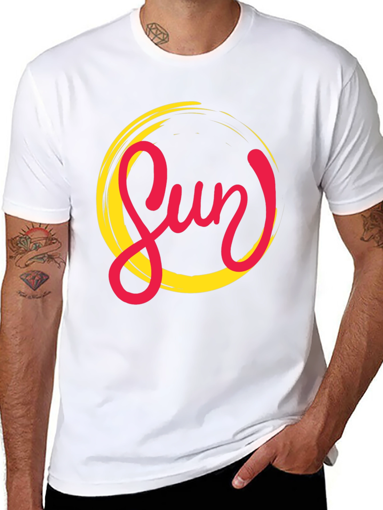 Stylish Sun Graphic Black T-Shirt for Men
