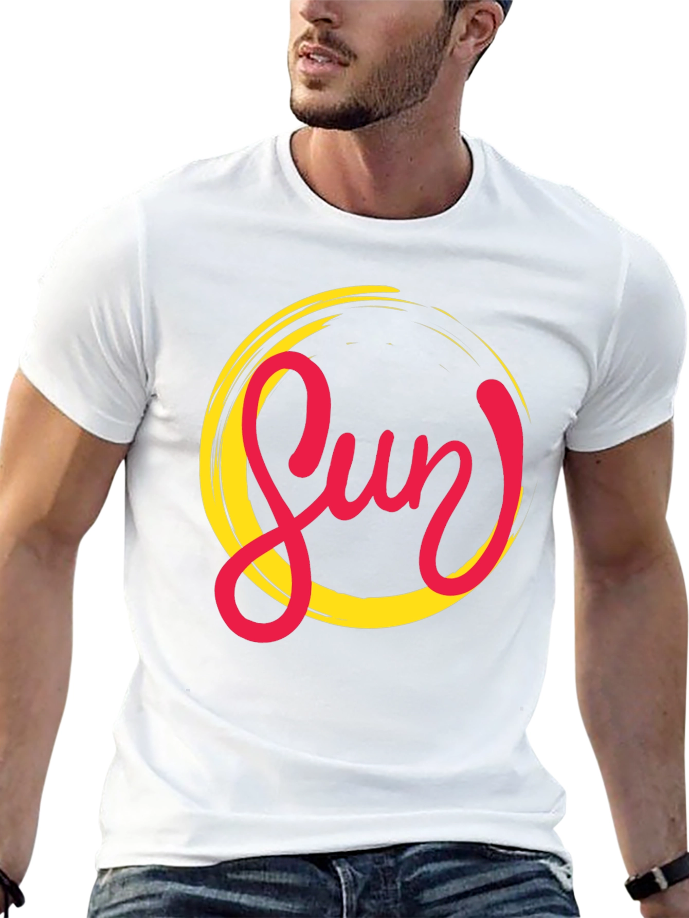 Stylish Sun Graphic Black T-Shirt for Men