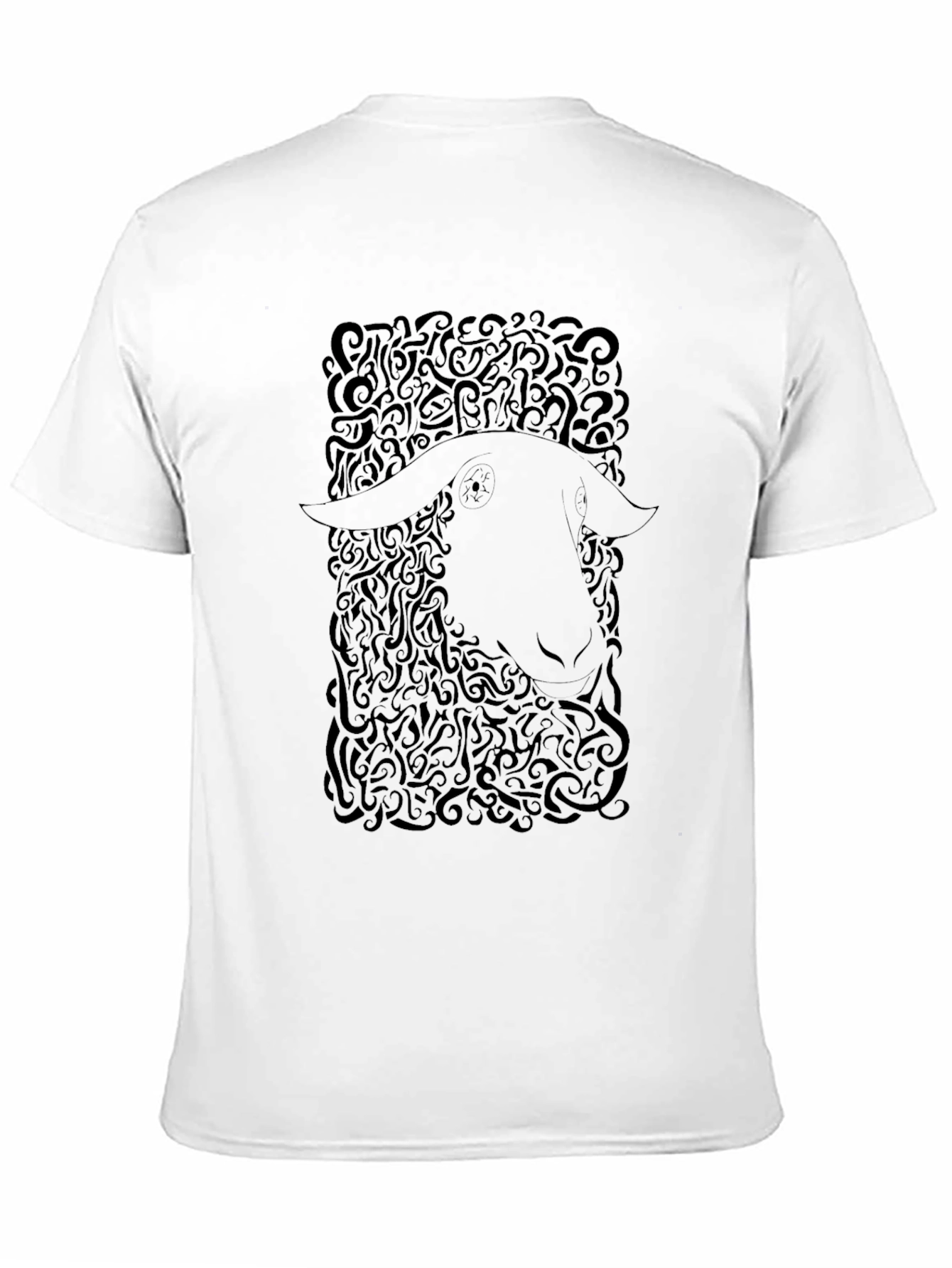 Abstract Sheep Graphic Tee - Black Cotton T-Shirt