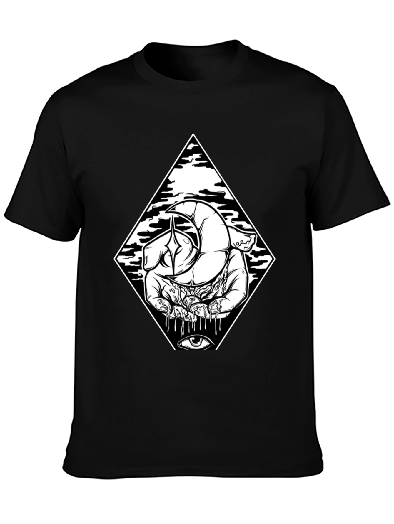 Mystic Hand Graphic Tee - Black Cotton T-Shirt