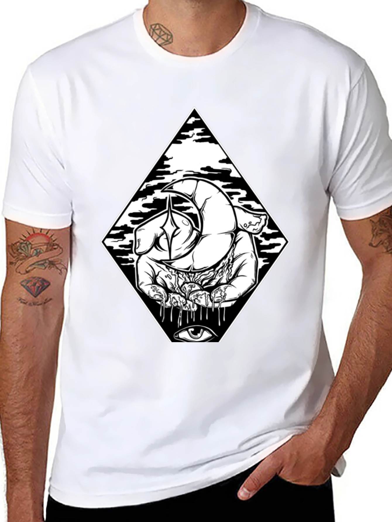 Mystic Hand Graphic Tee - Black Cotton T-Shirt