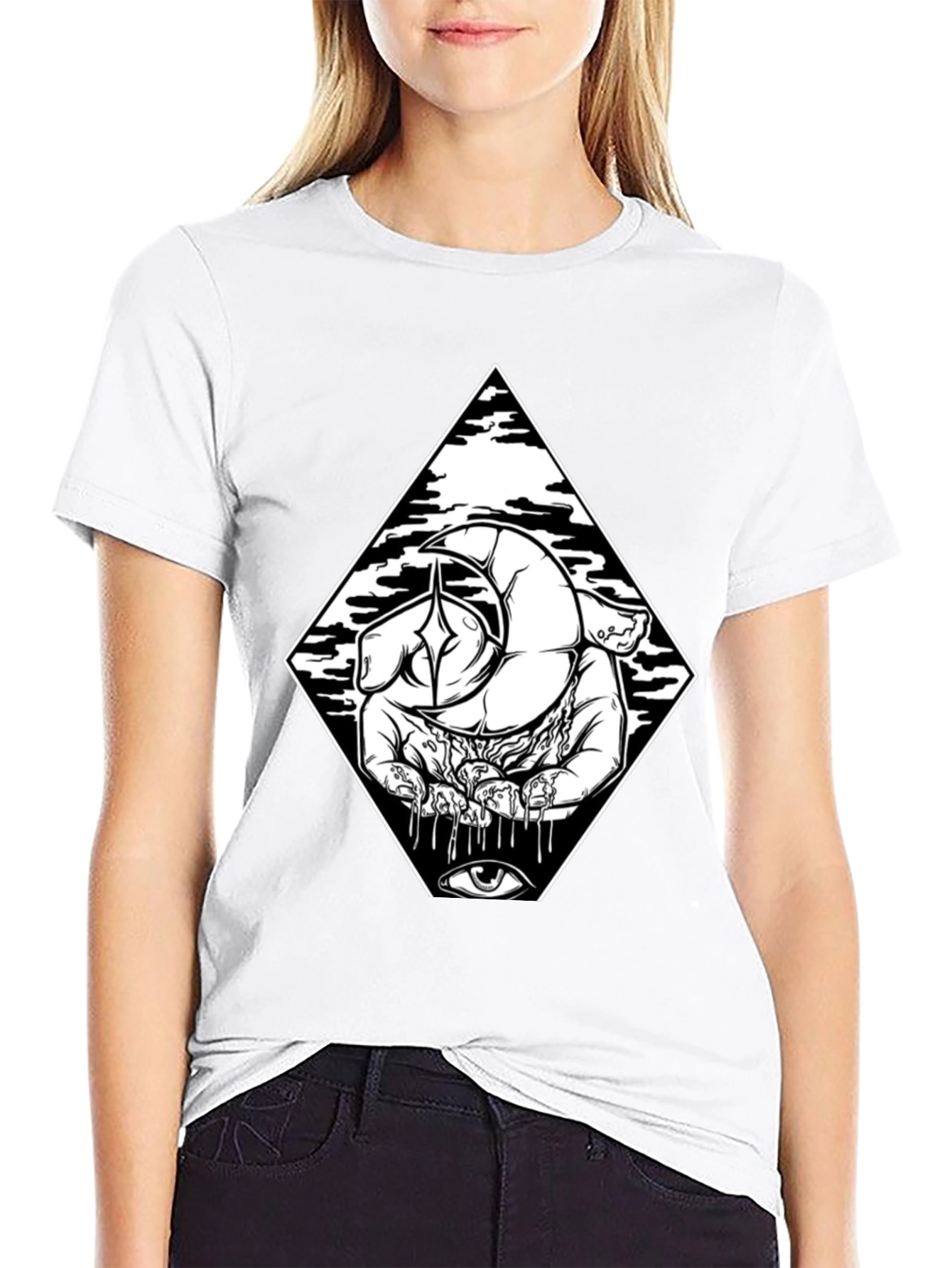Mystic Hand Graphic Tee - Black Cotton T-Shirt