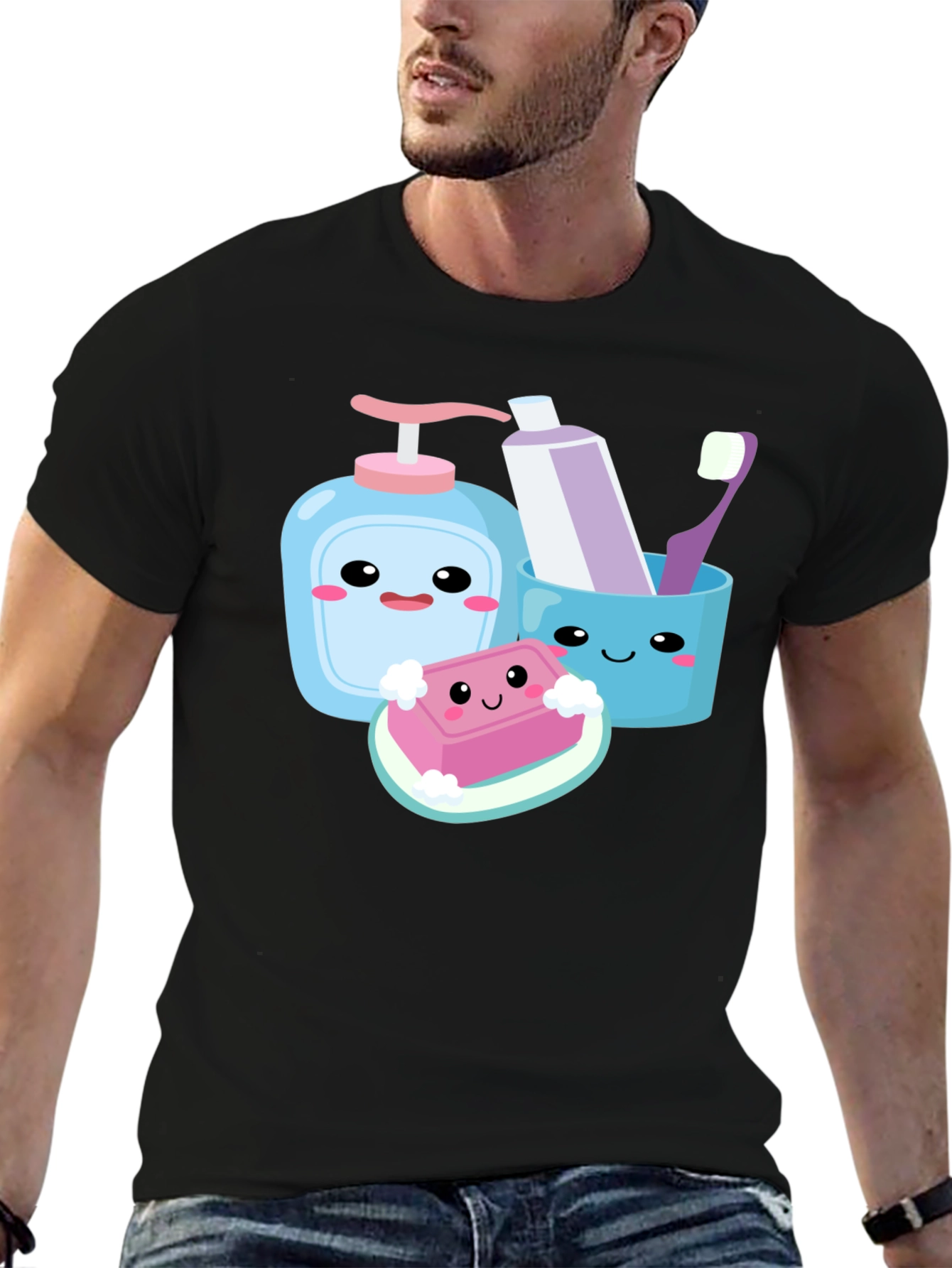 Kawaii Hygiene Cartoon Graphic T-Shirt