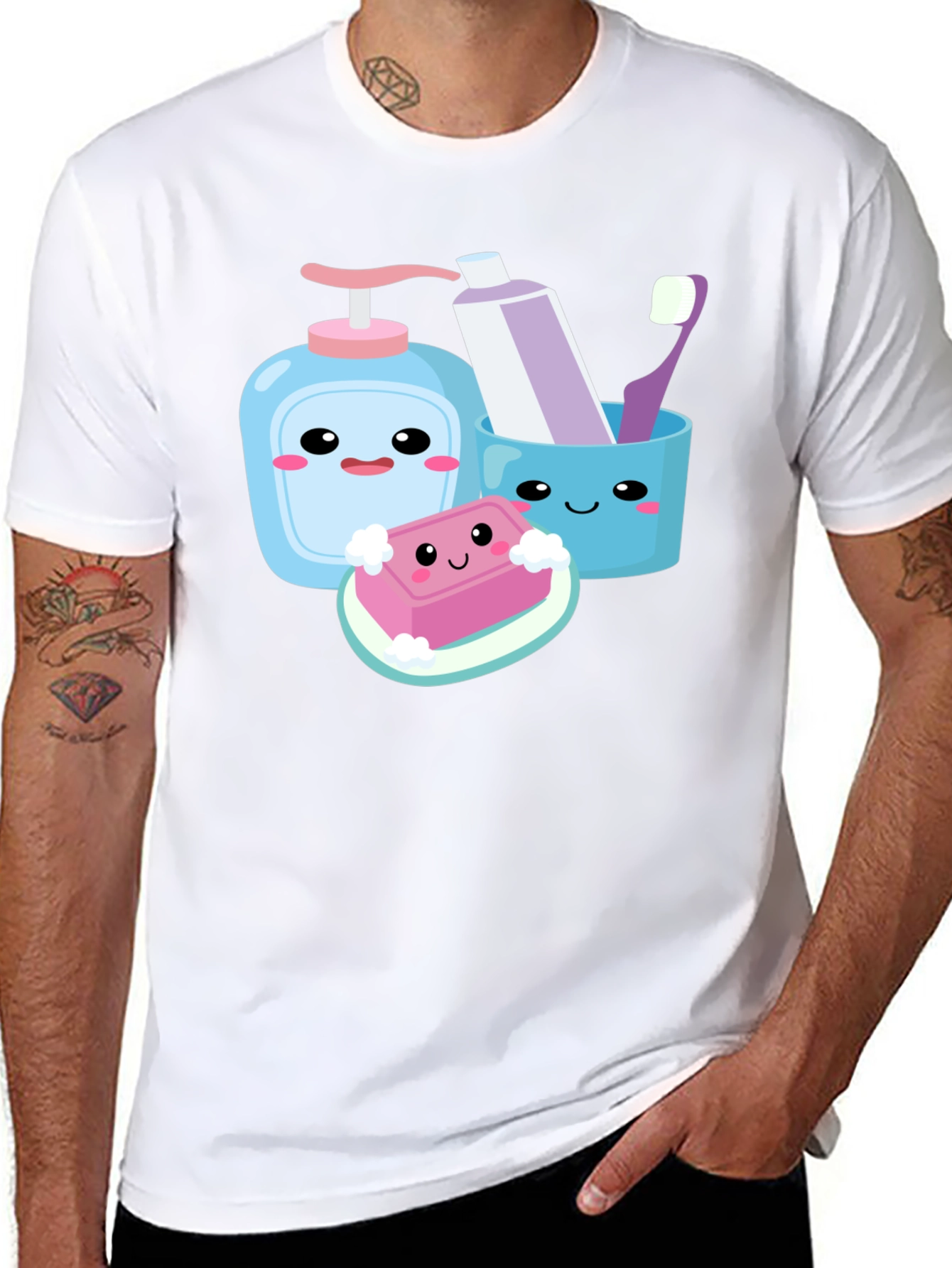 Kawaii Hygiene Cartoon Graphic T-Shirt