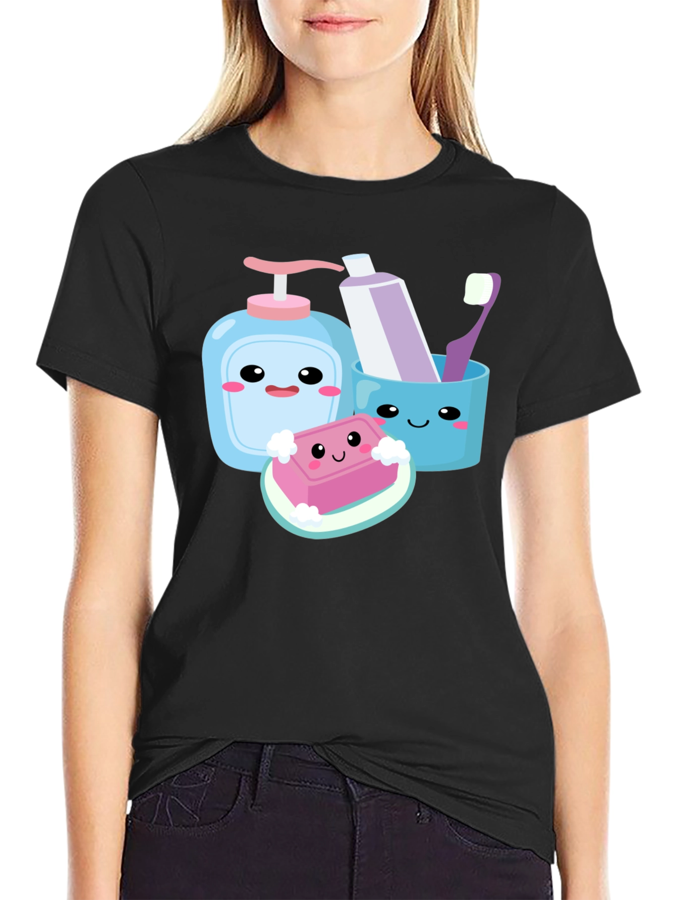Kawaii Hygiene Cartoon Graphic T-Shirt