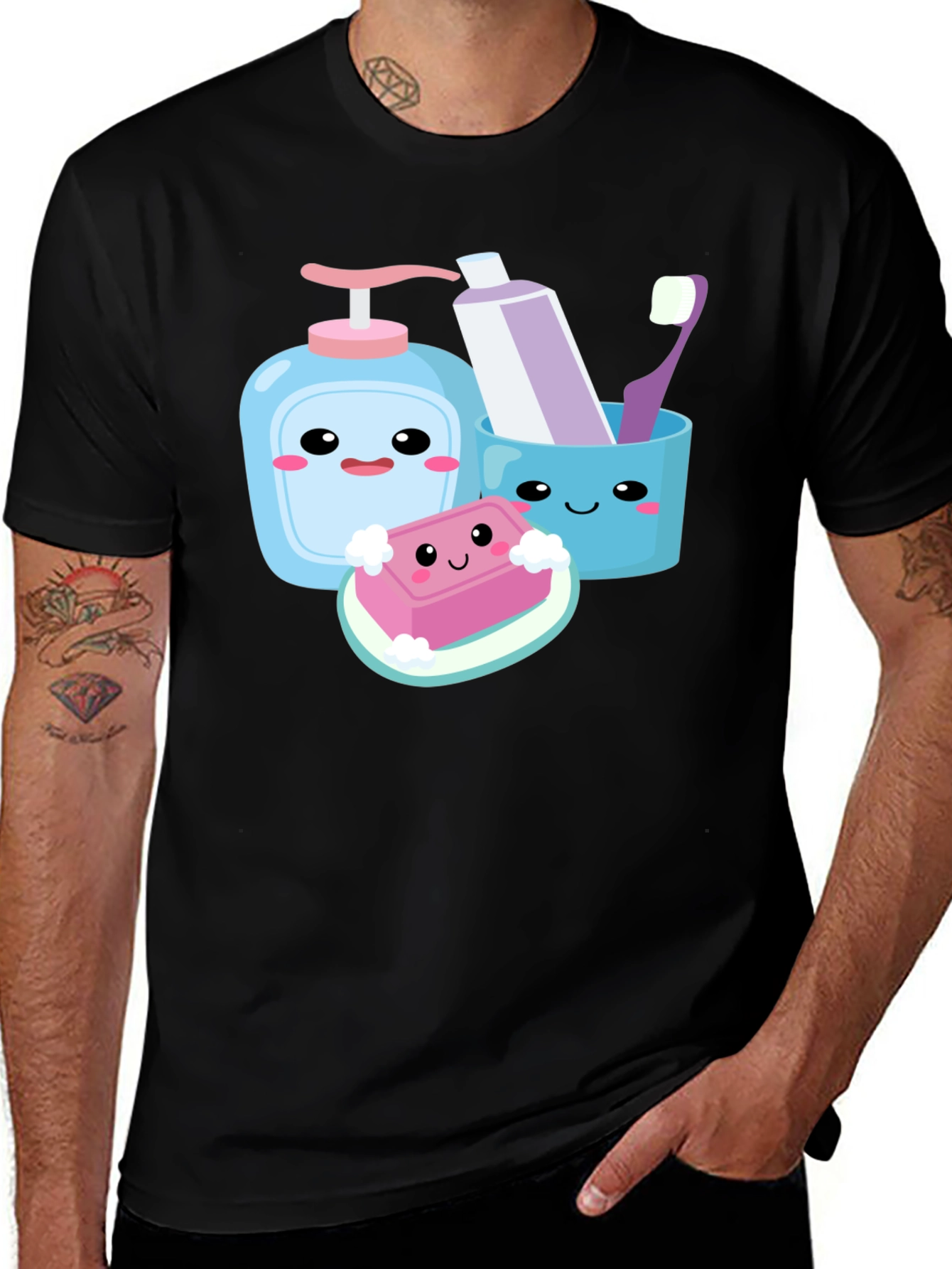 Kawaii Hygiene Cartoon Graphic T-Shirt