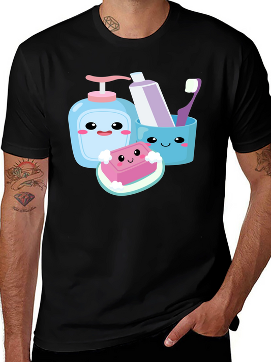 Kawaii Hygiene Cartoon Graphic T-Shirt