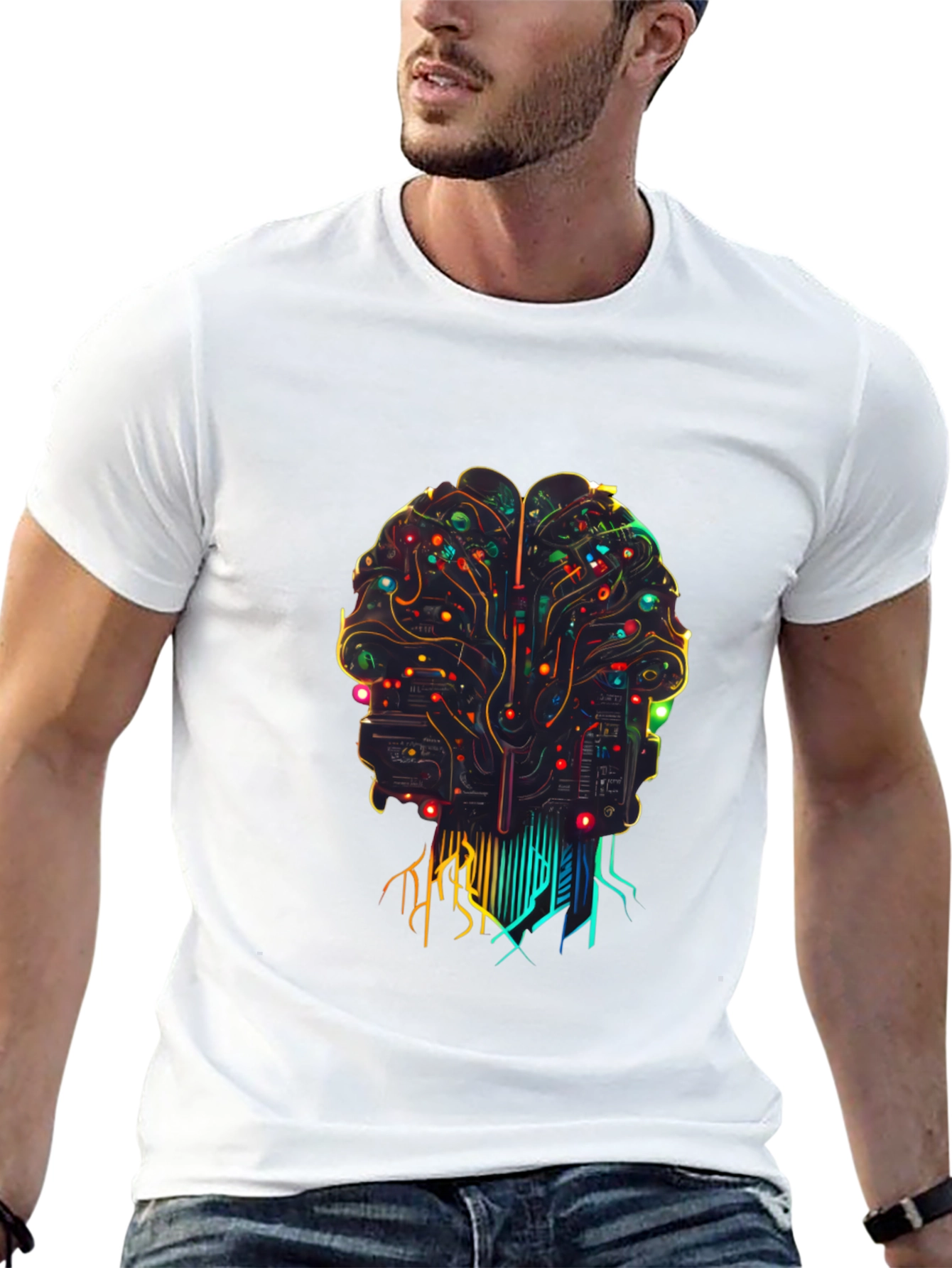 AI Brain Circuit T-Shirt - Black