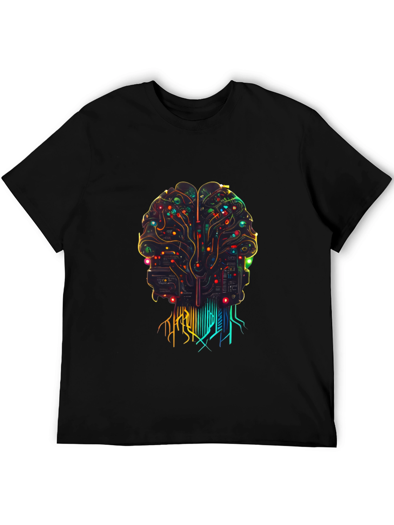 AI Brain Circuit T-Shirt - Black