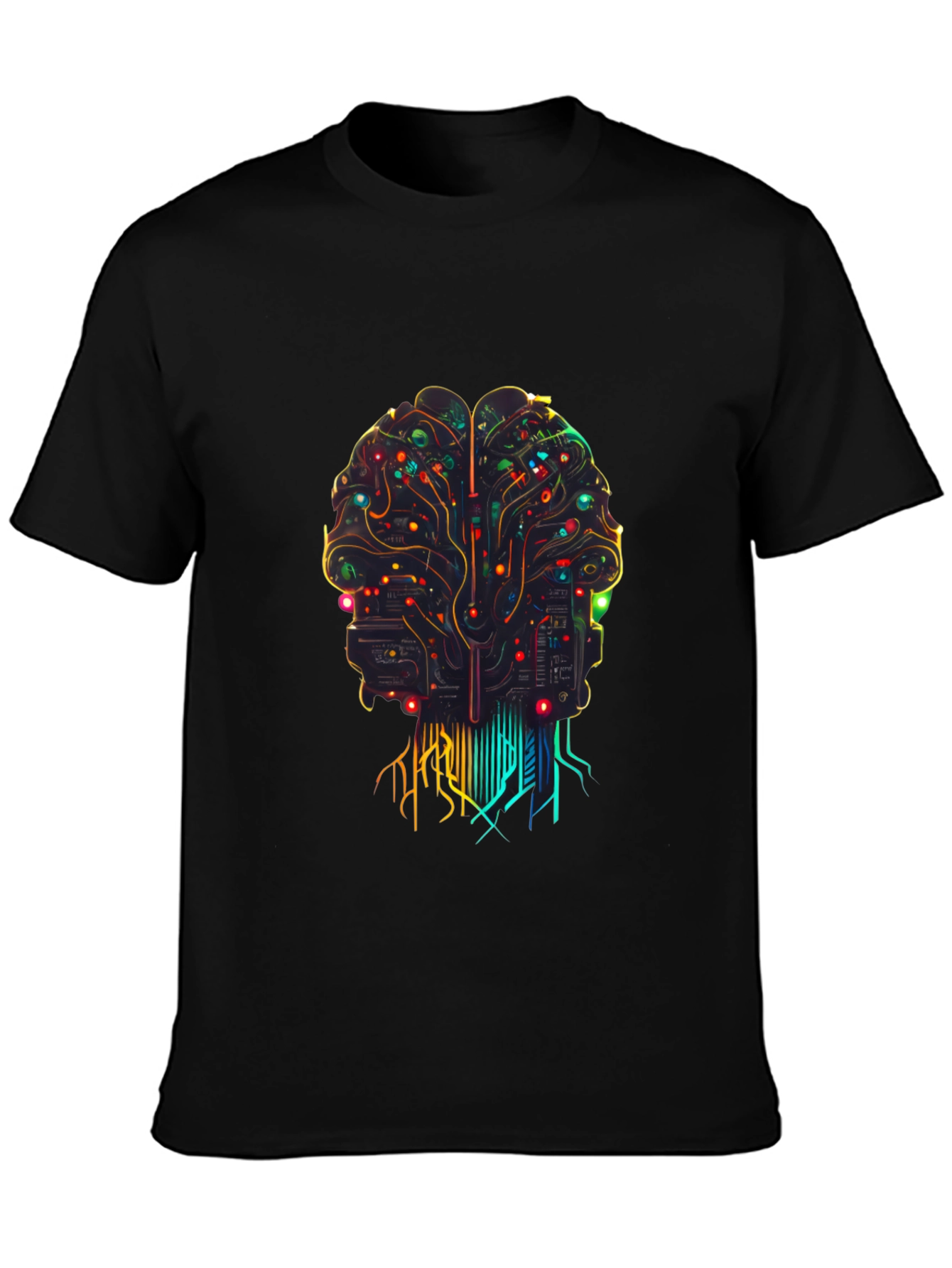 AI Brain Circuit T-Shirt - Black