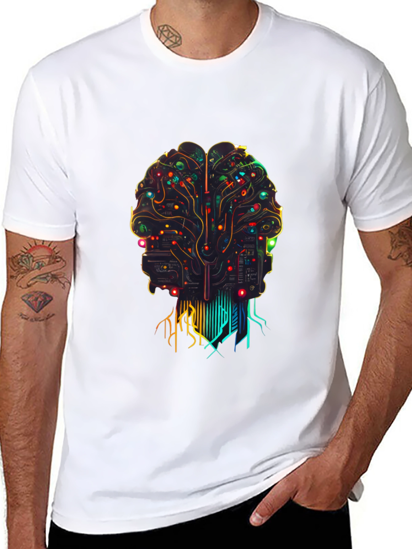 AI Brain Circuit T-Shirt - Black