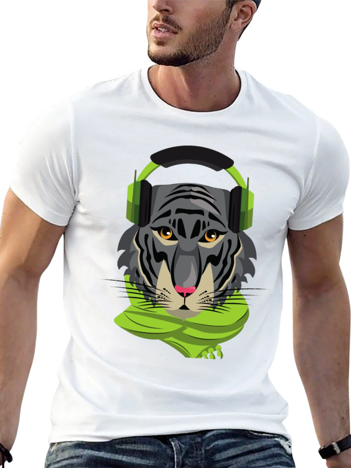 Tiger DJ Graphic Tee - Cool Animal Shirt