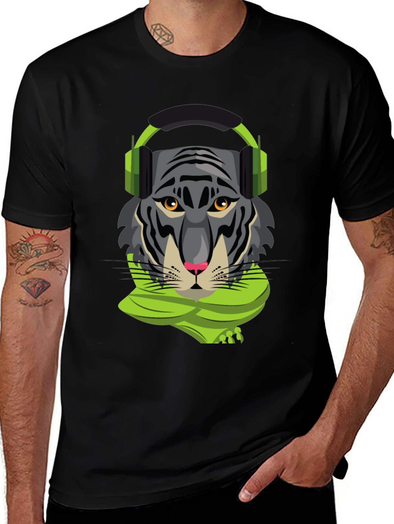 Tiger DJ Graphic Tee - Cool Animal Shirt
