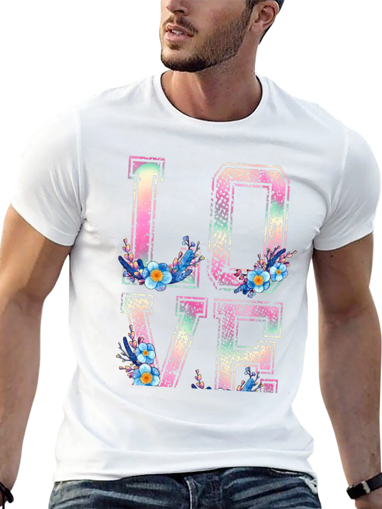Floral LOVE Graphic T-Shirt - Trendy Casual Wear