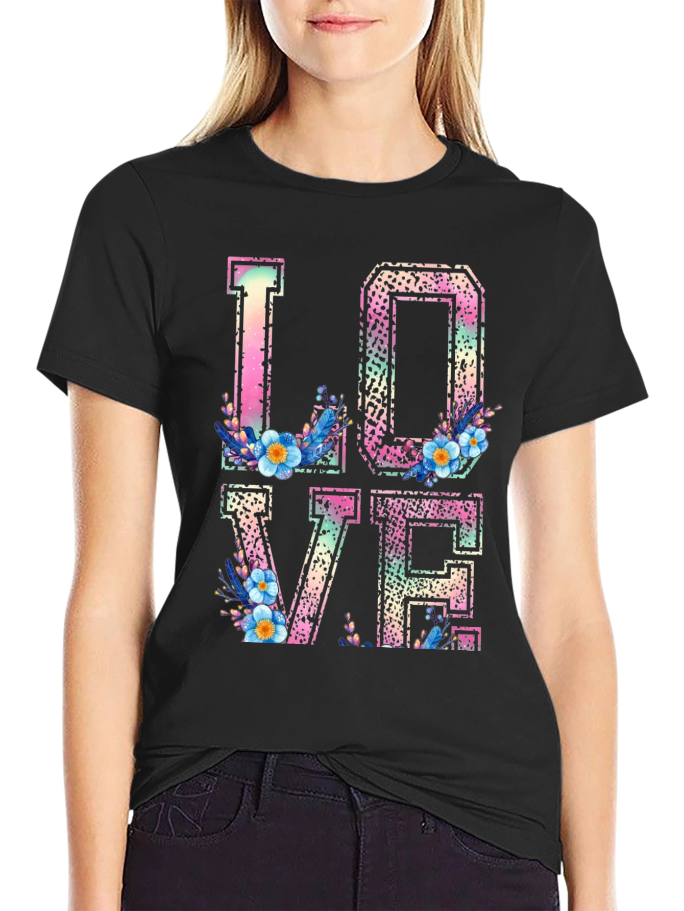 Floral LOVE Graphic T-Shirt - Trendy Casual Wear