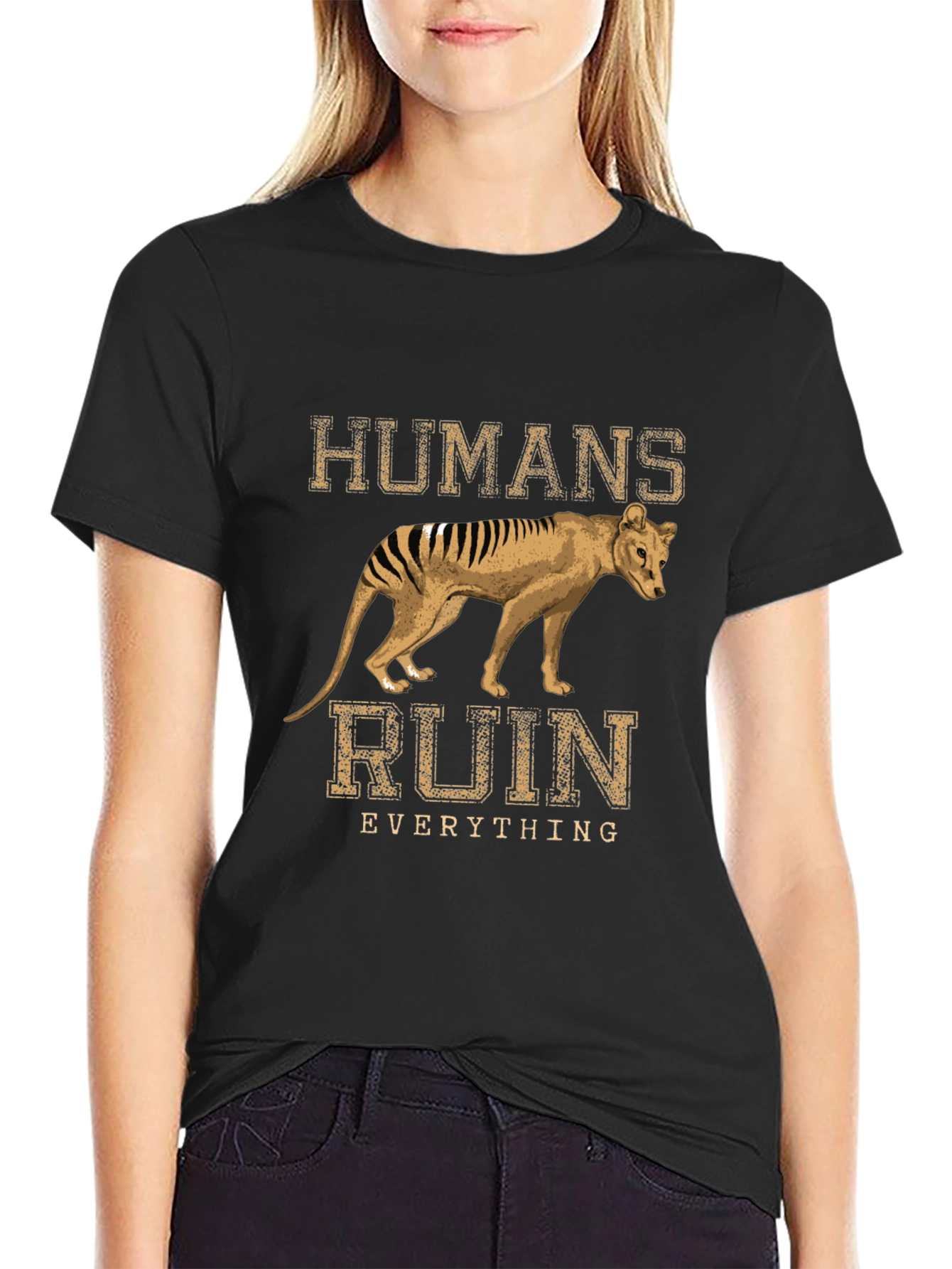 Humans Ruin Everything T-Shirt Thylacine Tasmanian Tiger