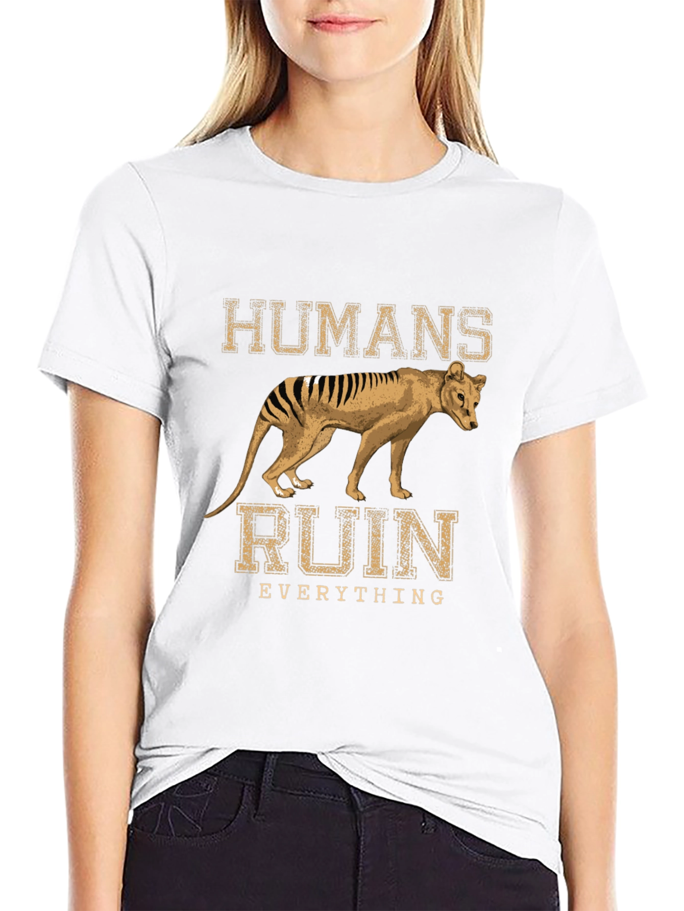 Humans Ruin Everything T-Shirt Thylacine Tasmanian Tiger