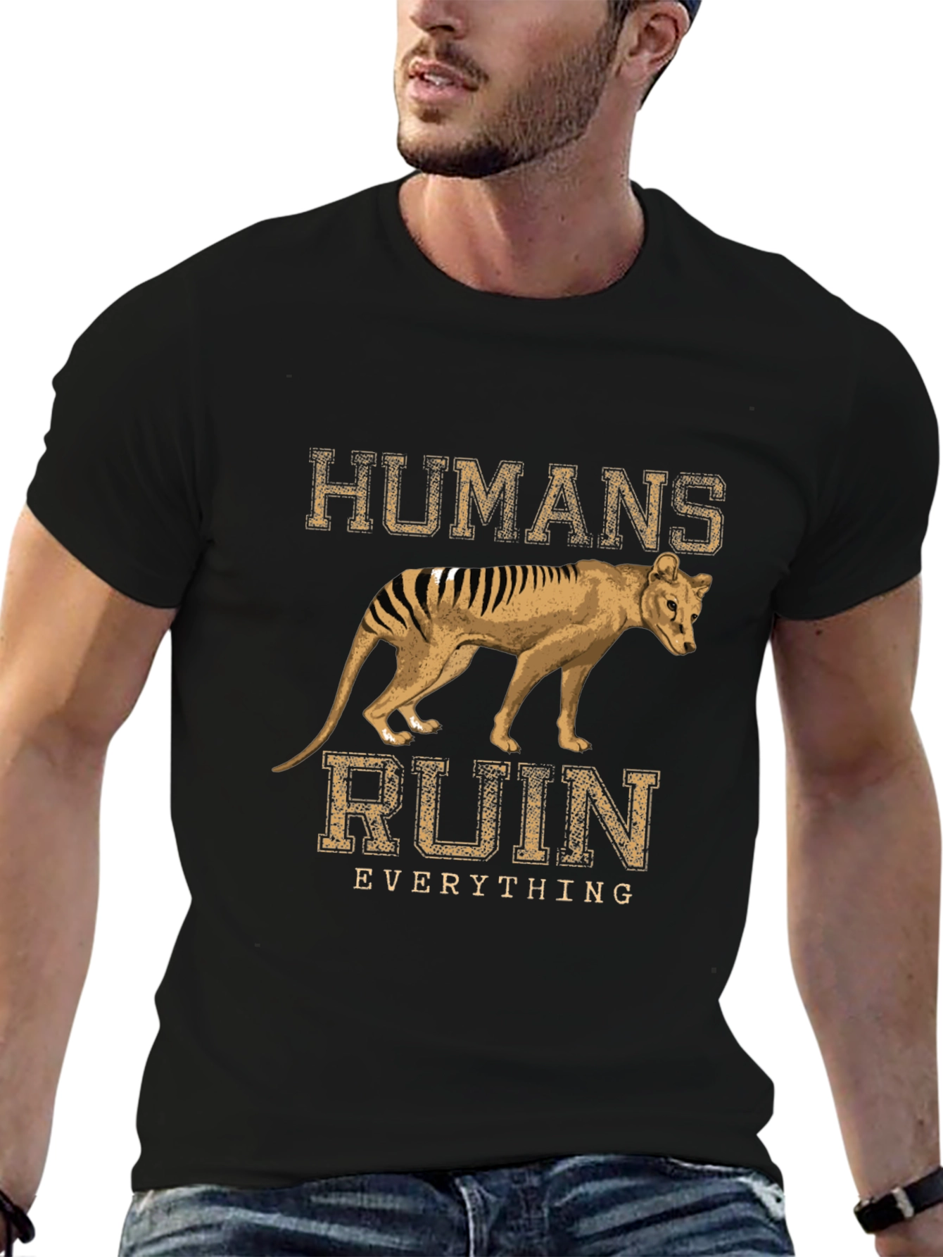 Humans Ruin Everything T-Shirt Thylacine Tasmanian Tiger