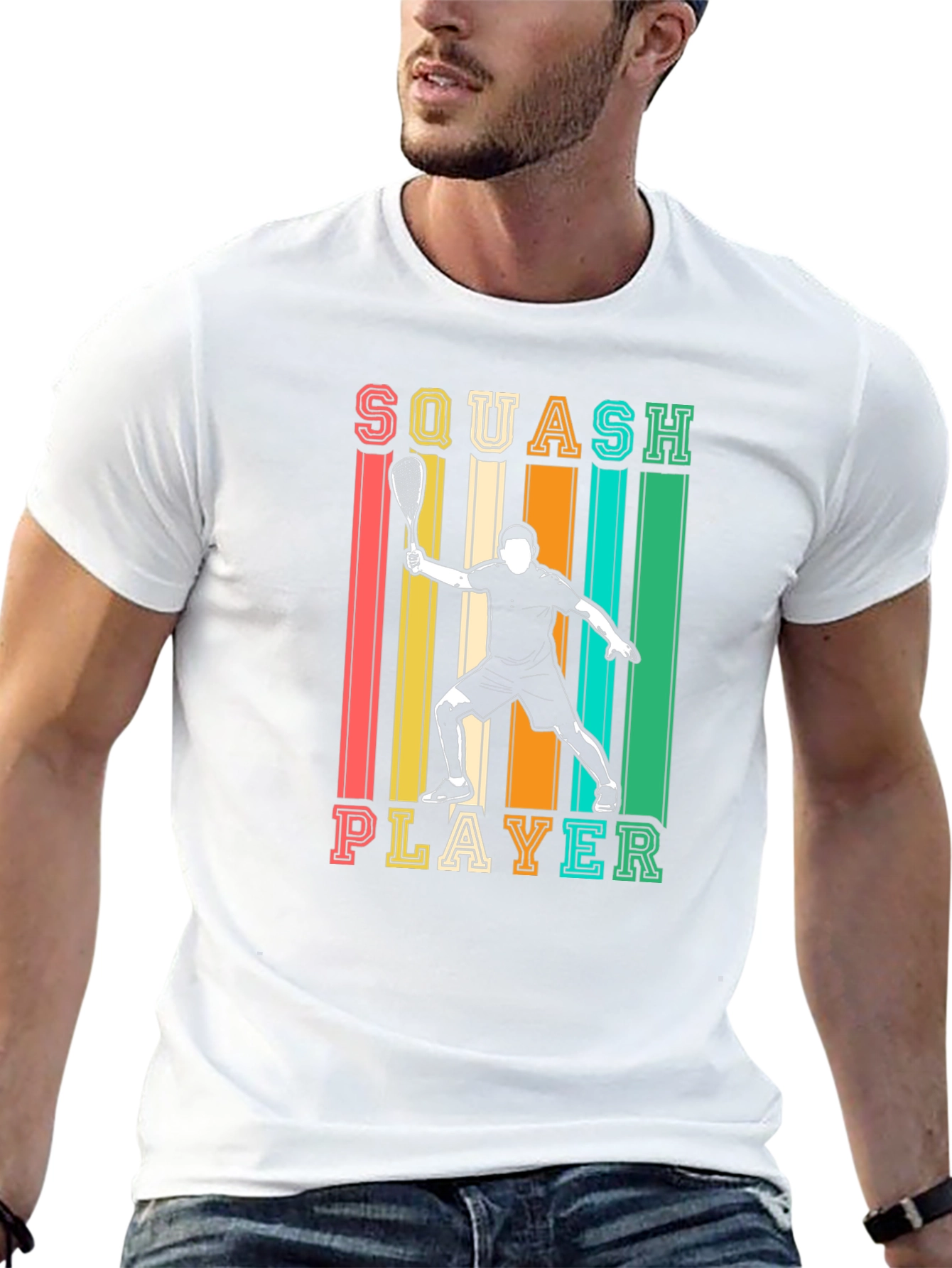 Squash Player Graphic Tee - Retro Style
