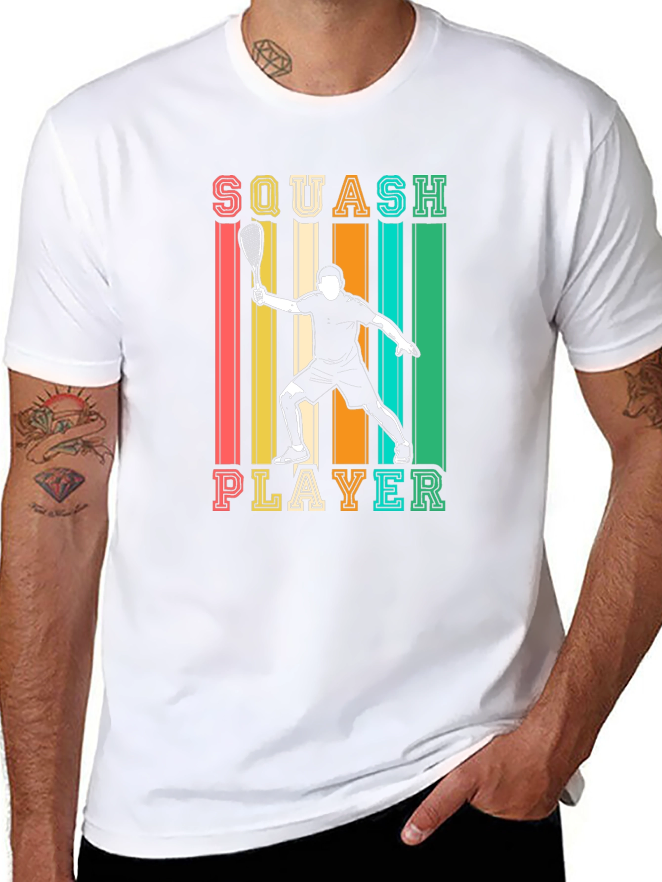 Squash Player Graphic Tee - Retro Style