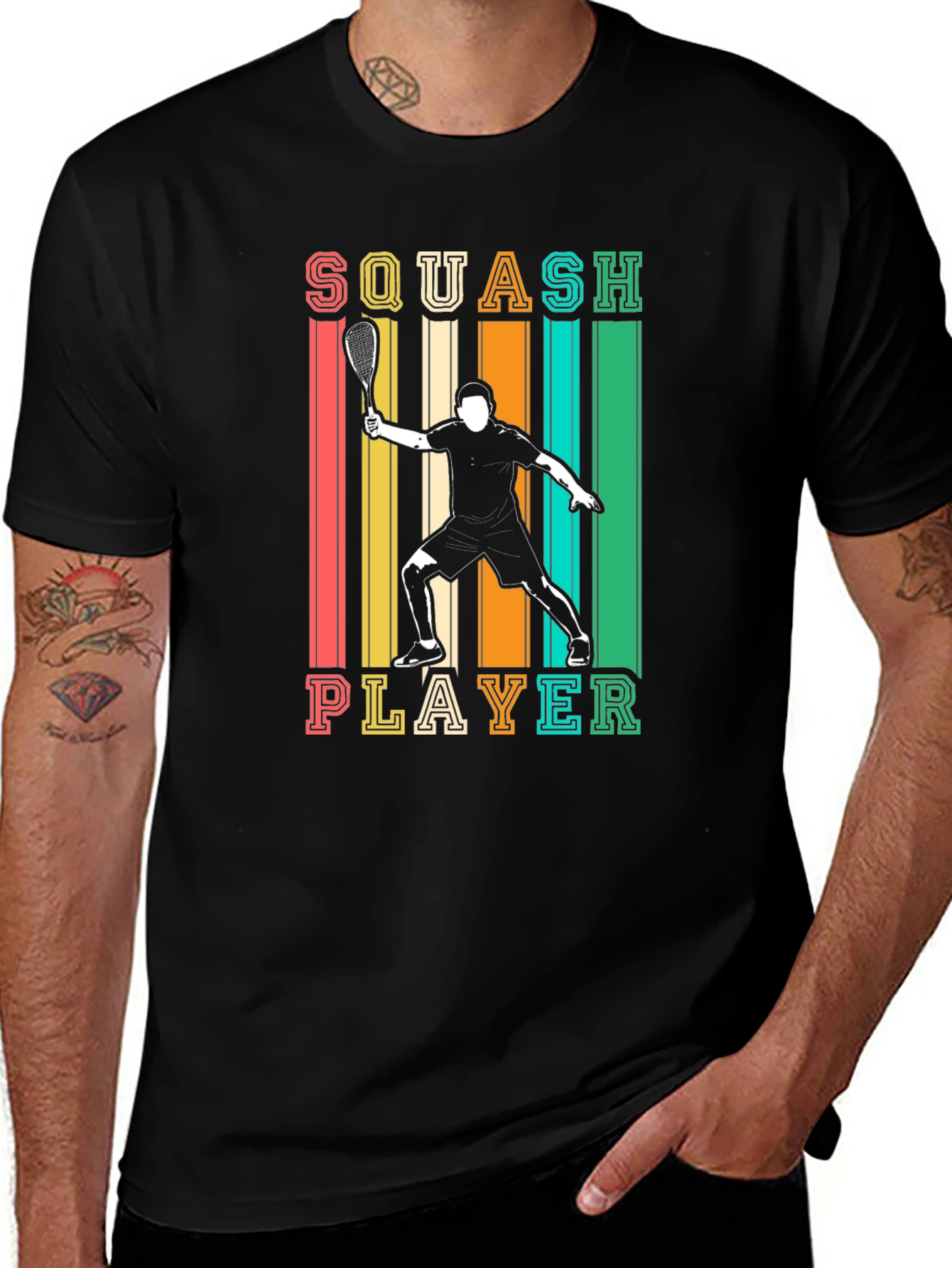 Squash Player Graphic Tee - Retro Style