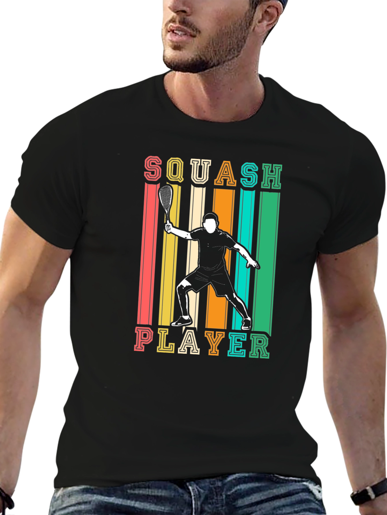 Squash Player Graphic Tee - Retro Style