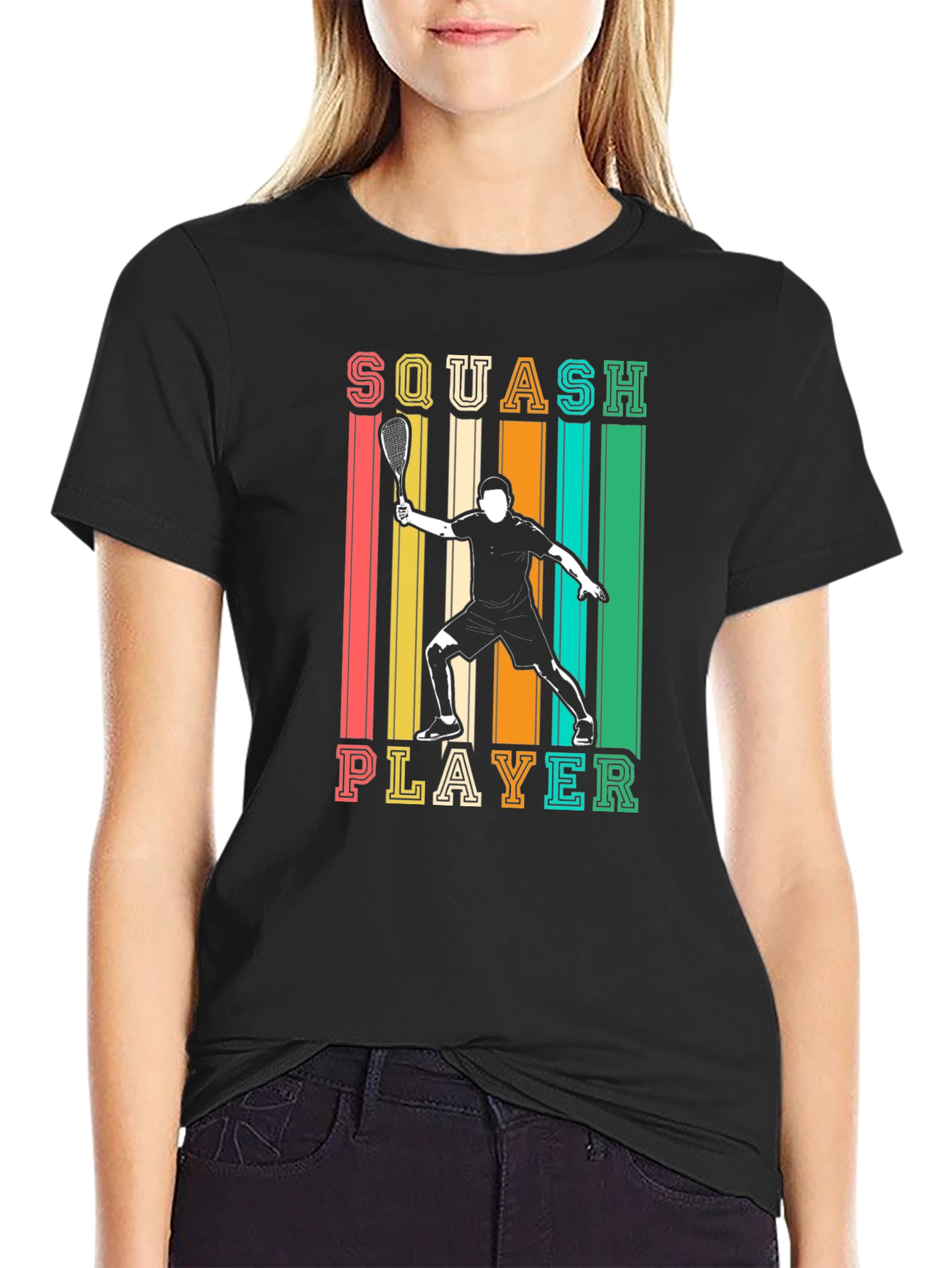 Squash Player Graphic Tee - Retro Style