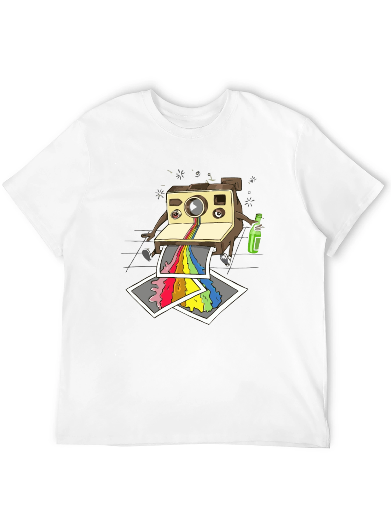 Funky Retro Camera Print Black T-Shirt