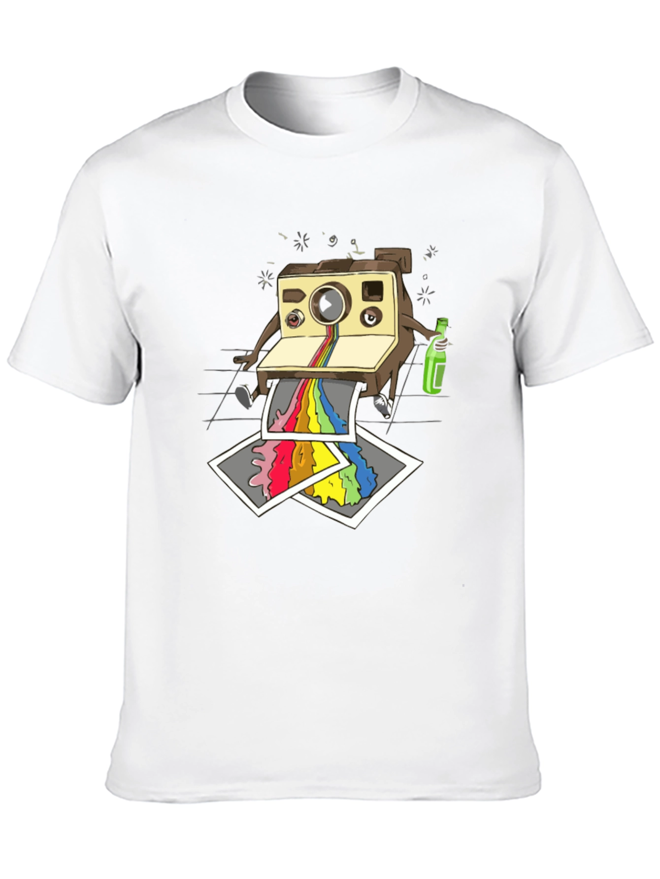 Funky Retro Camera Print Black T-Shirt