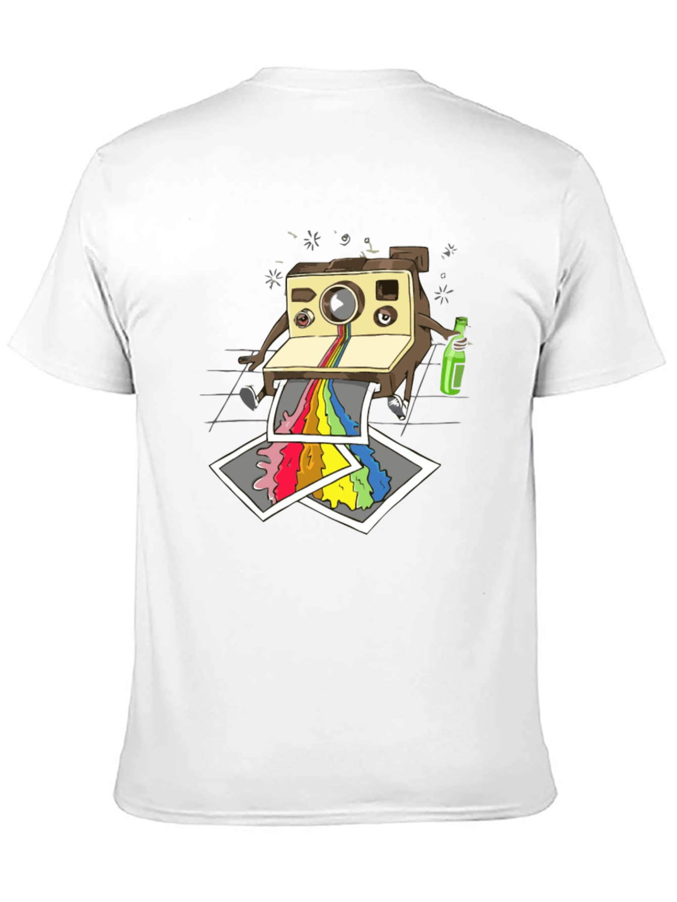 Funky Retro Camera Print Black T-Shirt